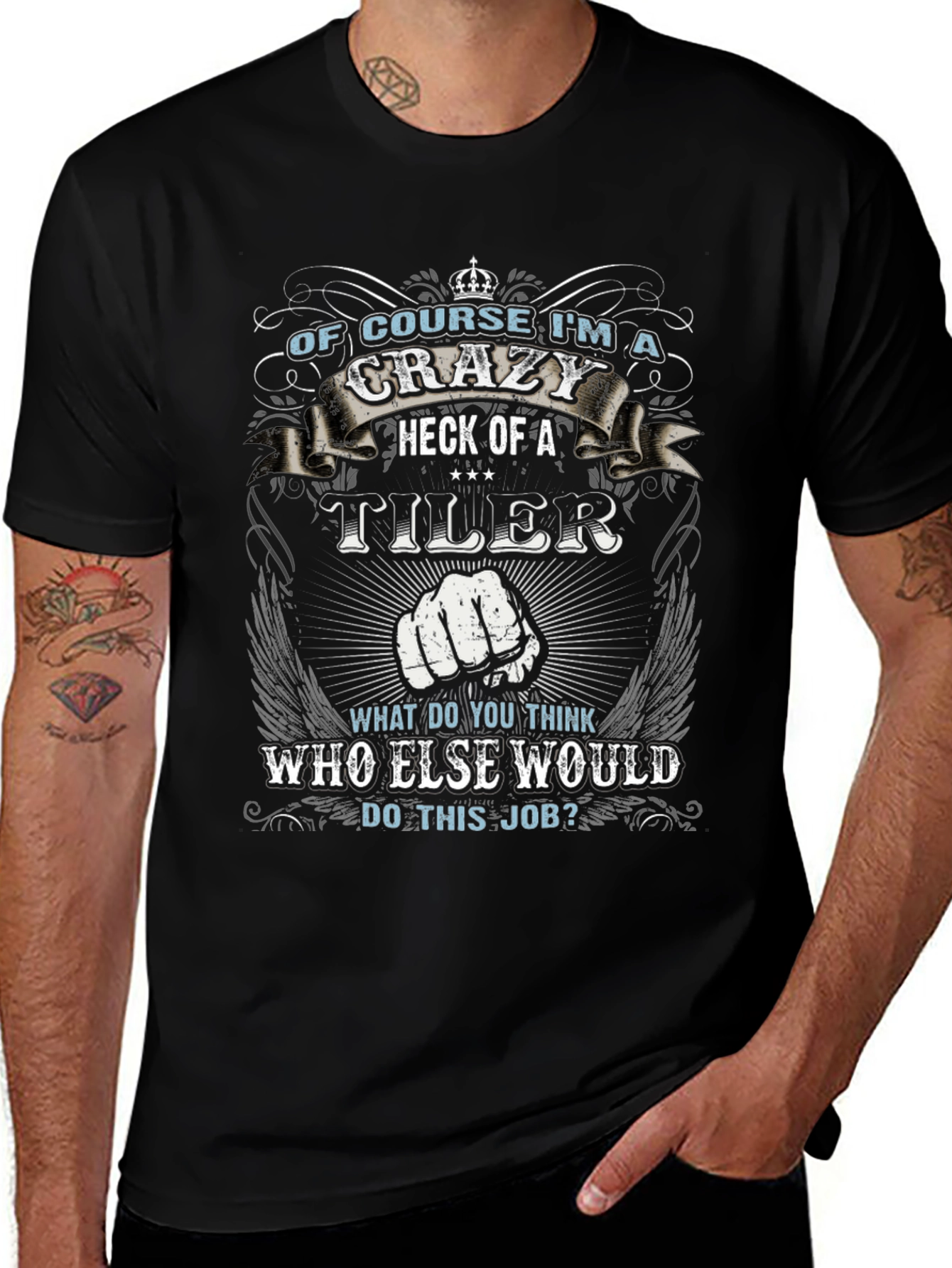 Crazy Tiler Graphic Tee - Black Cotton