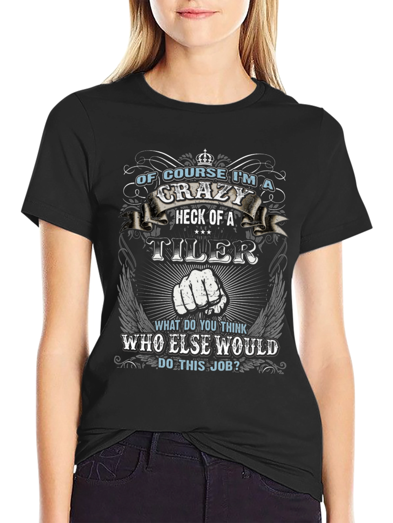Crazy Tiler Graphic Tee - Black Cotton