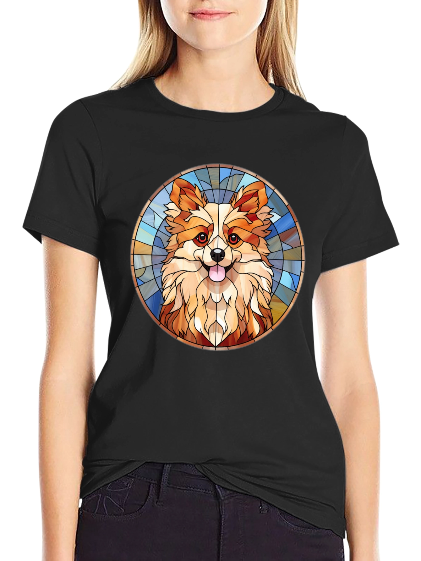 Corgi Stained Glass Style Graphic Tee