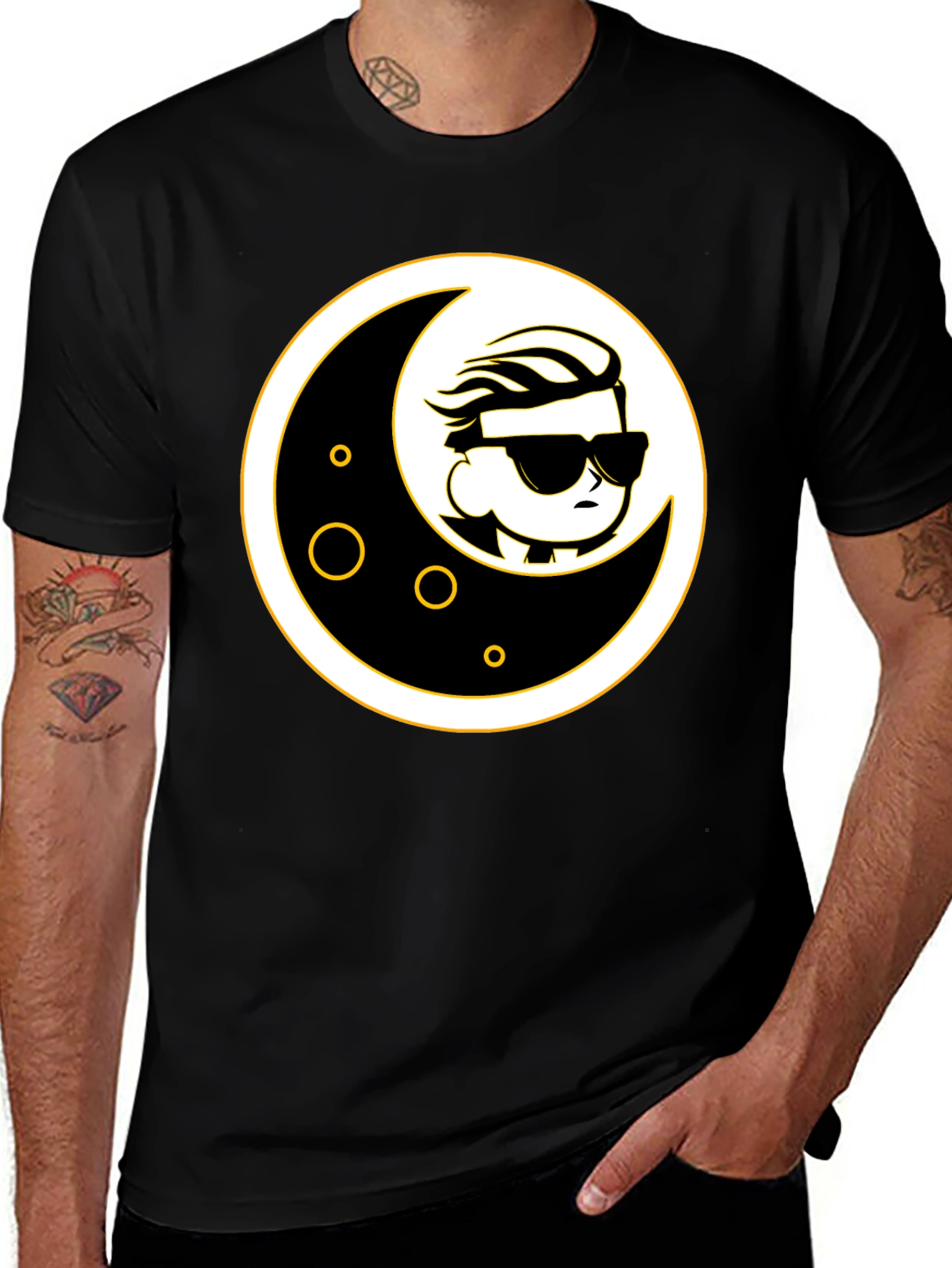 Moon Dude Graphic Tee - Black Cotton T-Shirt