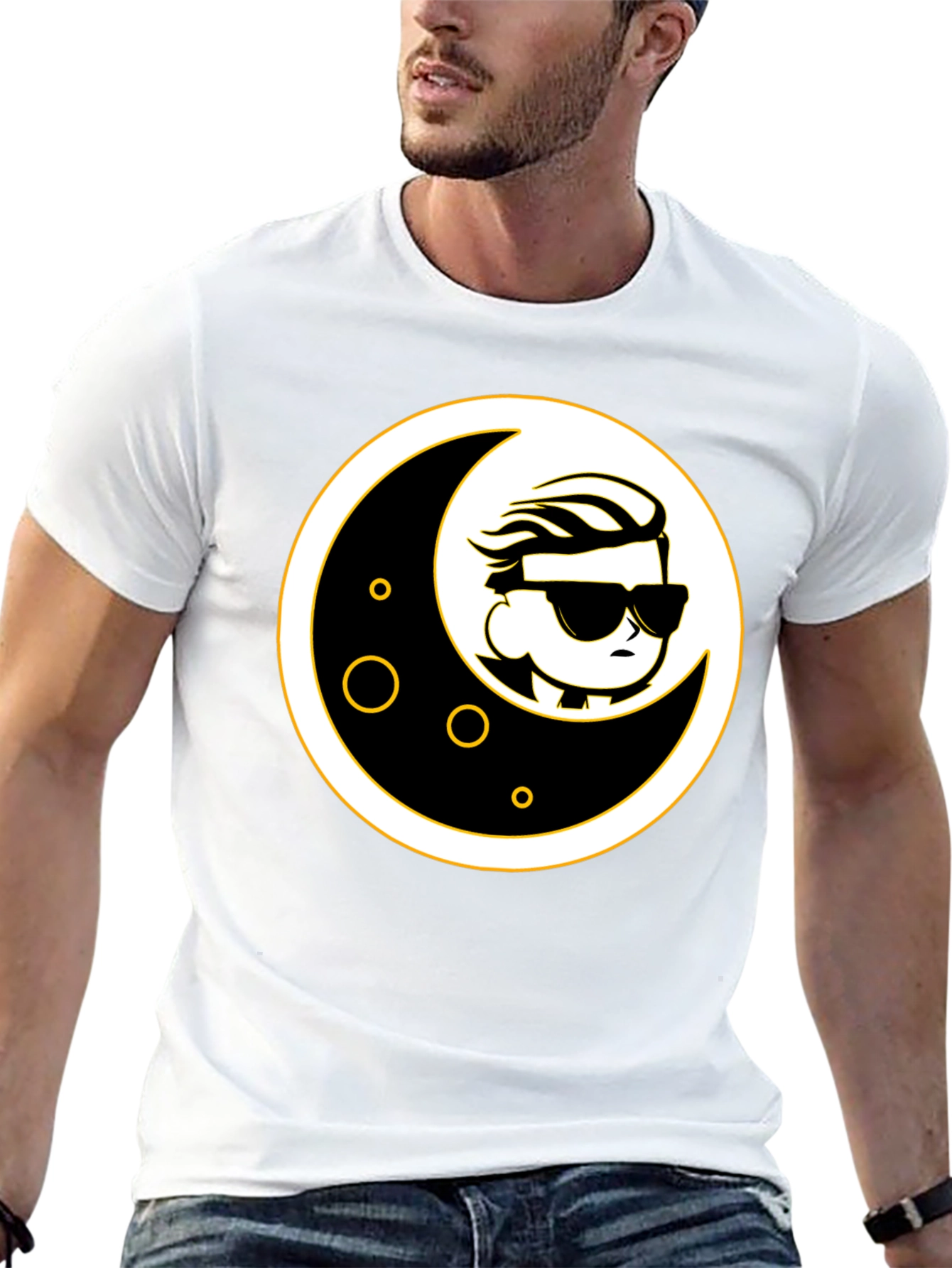 Moon Dude Graphic Tee - Black Cotton T-Shirt