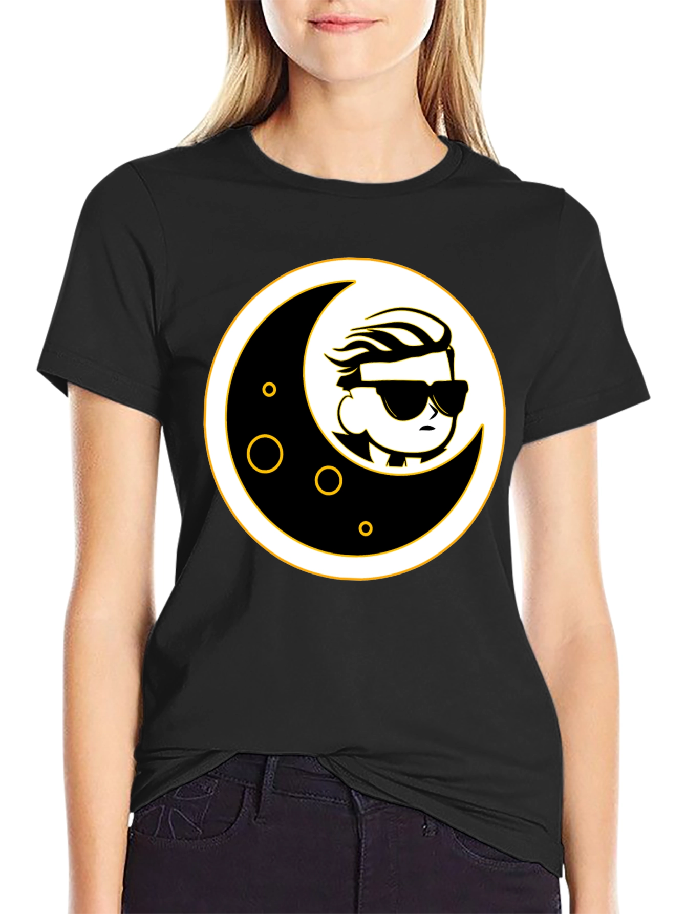 Moon Dude Graphic Tee - Black Cotton T-Shirt