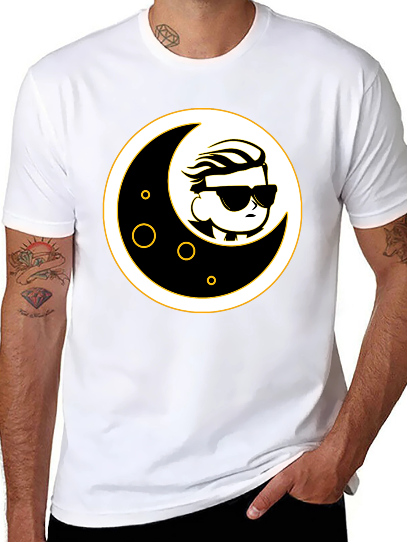Moon Dude Graphic Tee - Black Cotton T-Shirt