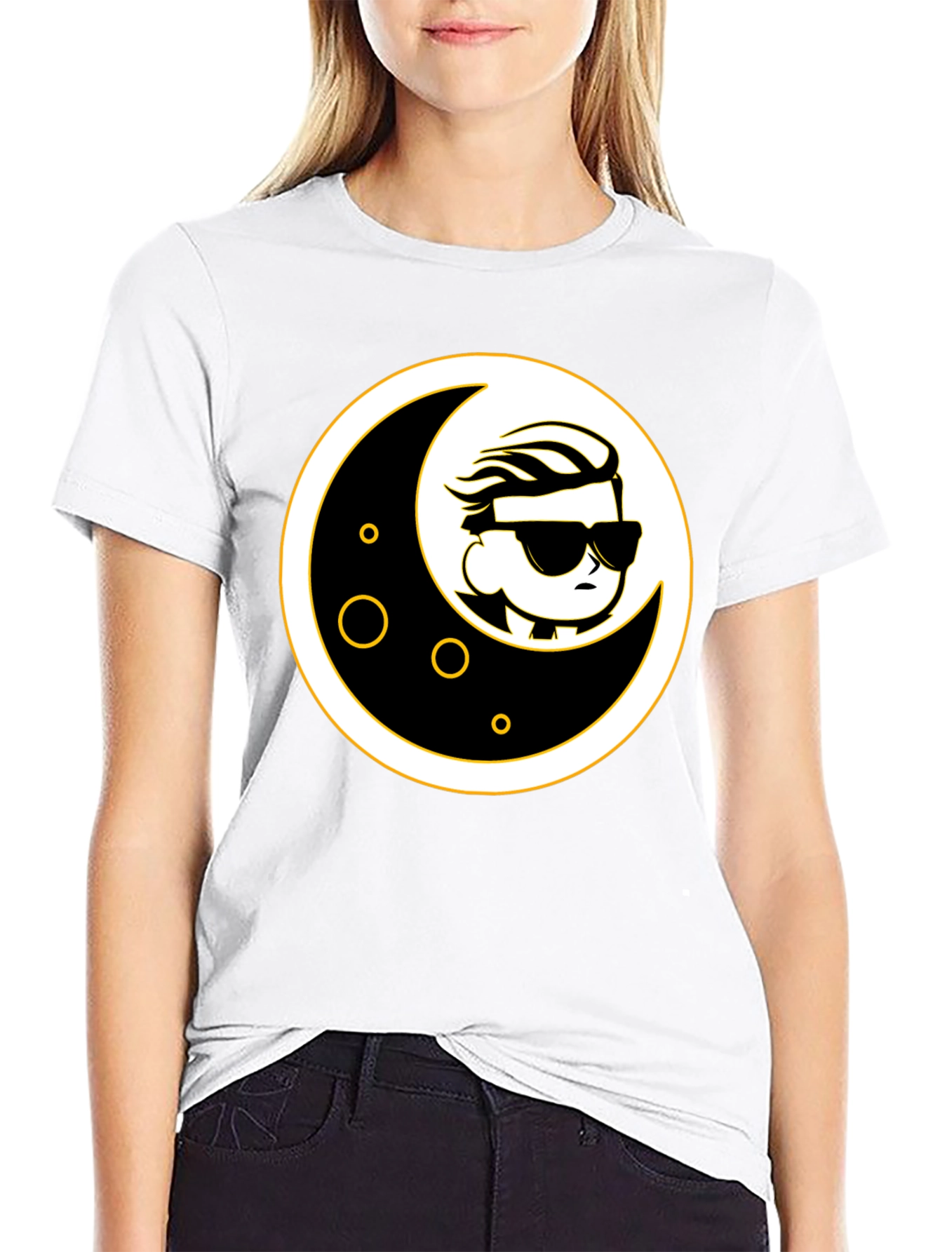 Moon Dude Graphic Tee - Black Cotton T-Shirt