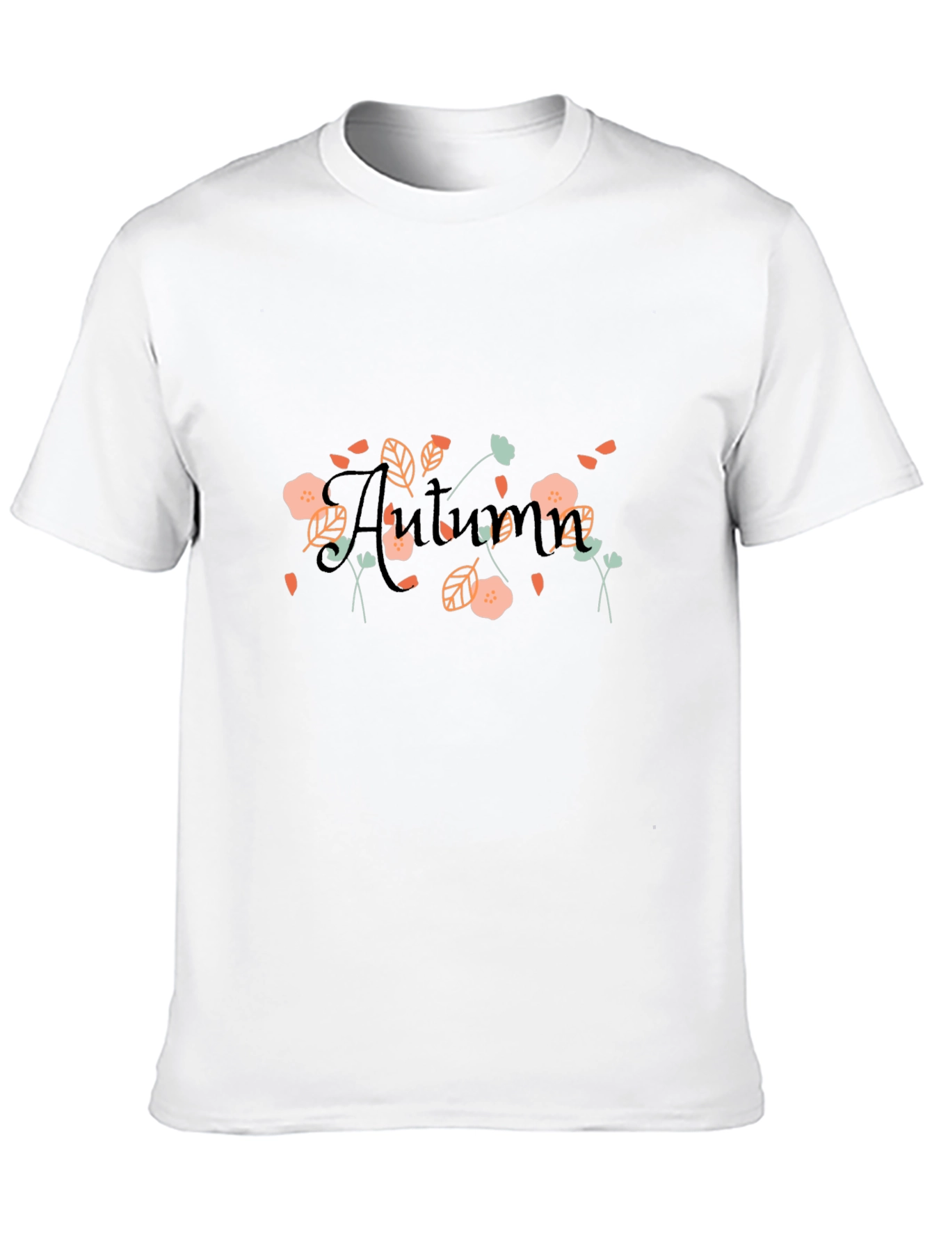 Autumn Floral Graphic Black T-Shirt