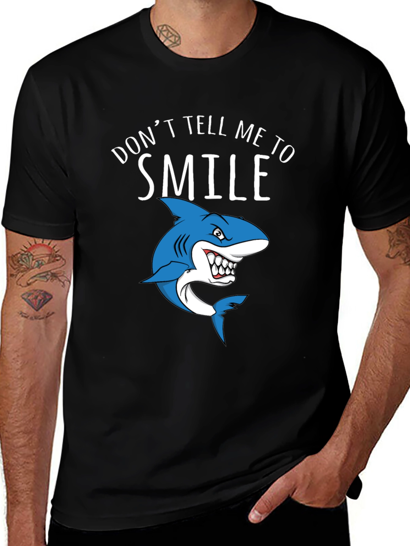 Shark Smile Graphic Tee - Black
