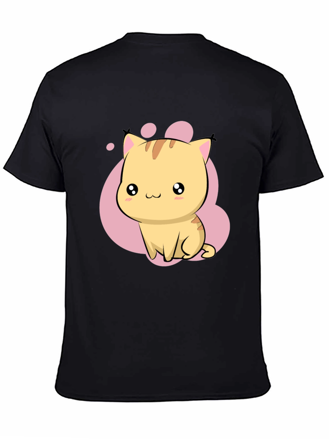 Cute Kawaii Cat Graphic Black T-Shirt