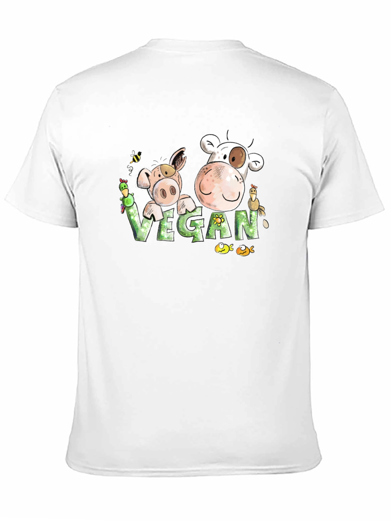 Vegan Cartoon Animal T-Shirt