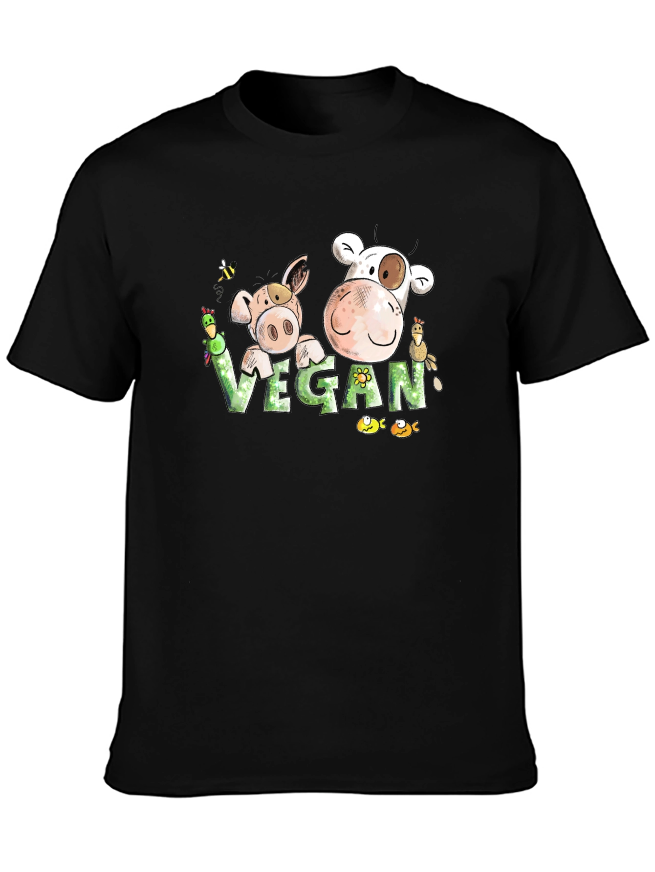 Vegan Cartoon Animal T-Shirt