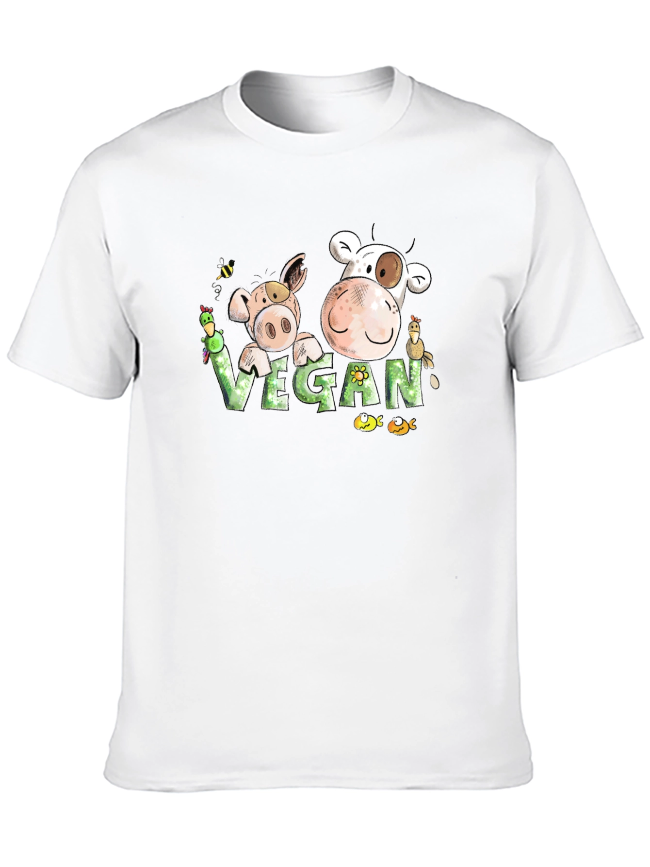 Vegan Cartoon Animal T-Shirt