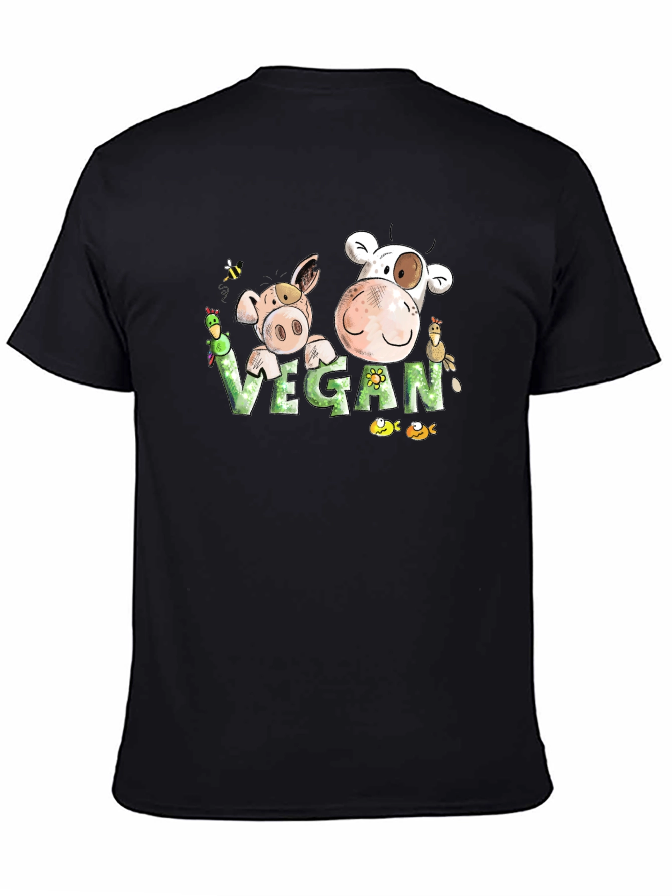 Vegan Cartoon Animal T-Shirt