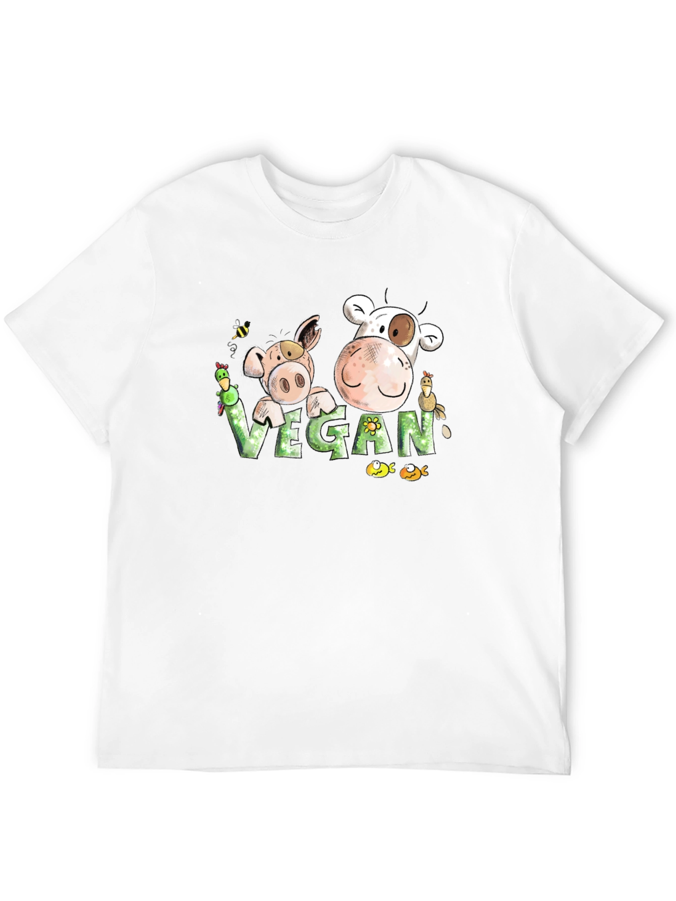 Vegan Cartoon Animal T-Shirt
