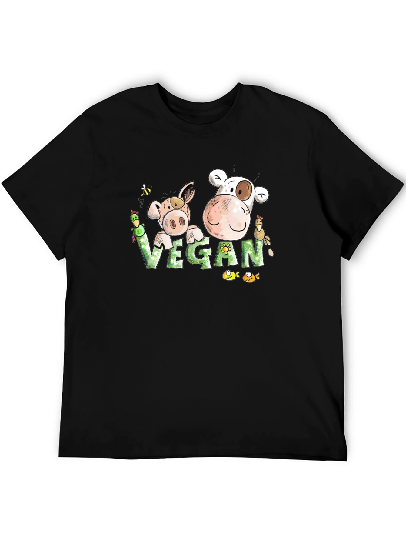 Vegan Cartoon Animal T-Shirt