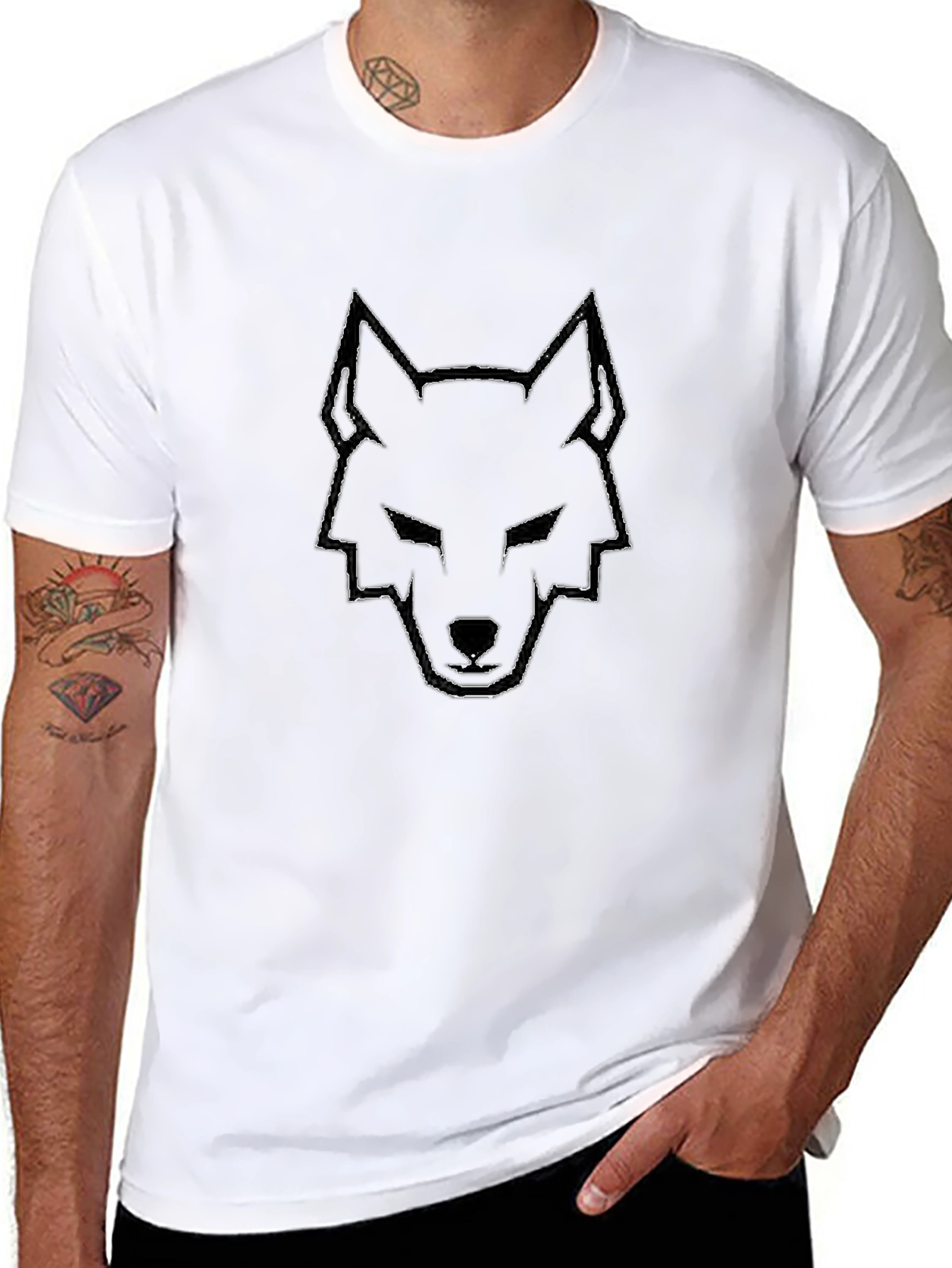 Black Wolf Graphic Tee - Stylish Mens T-Shirt