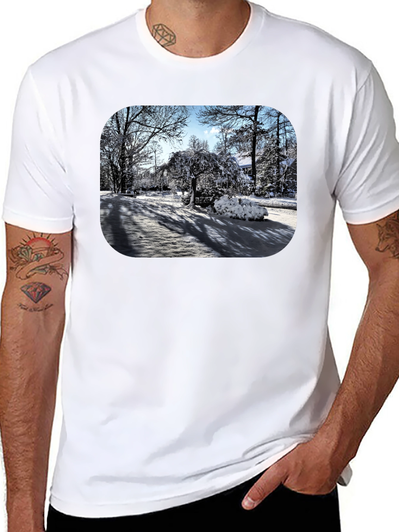 Winter Scene Graphic Tee - Black