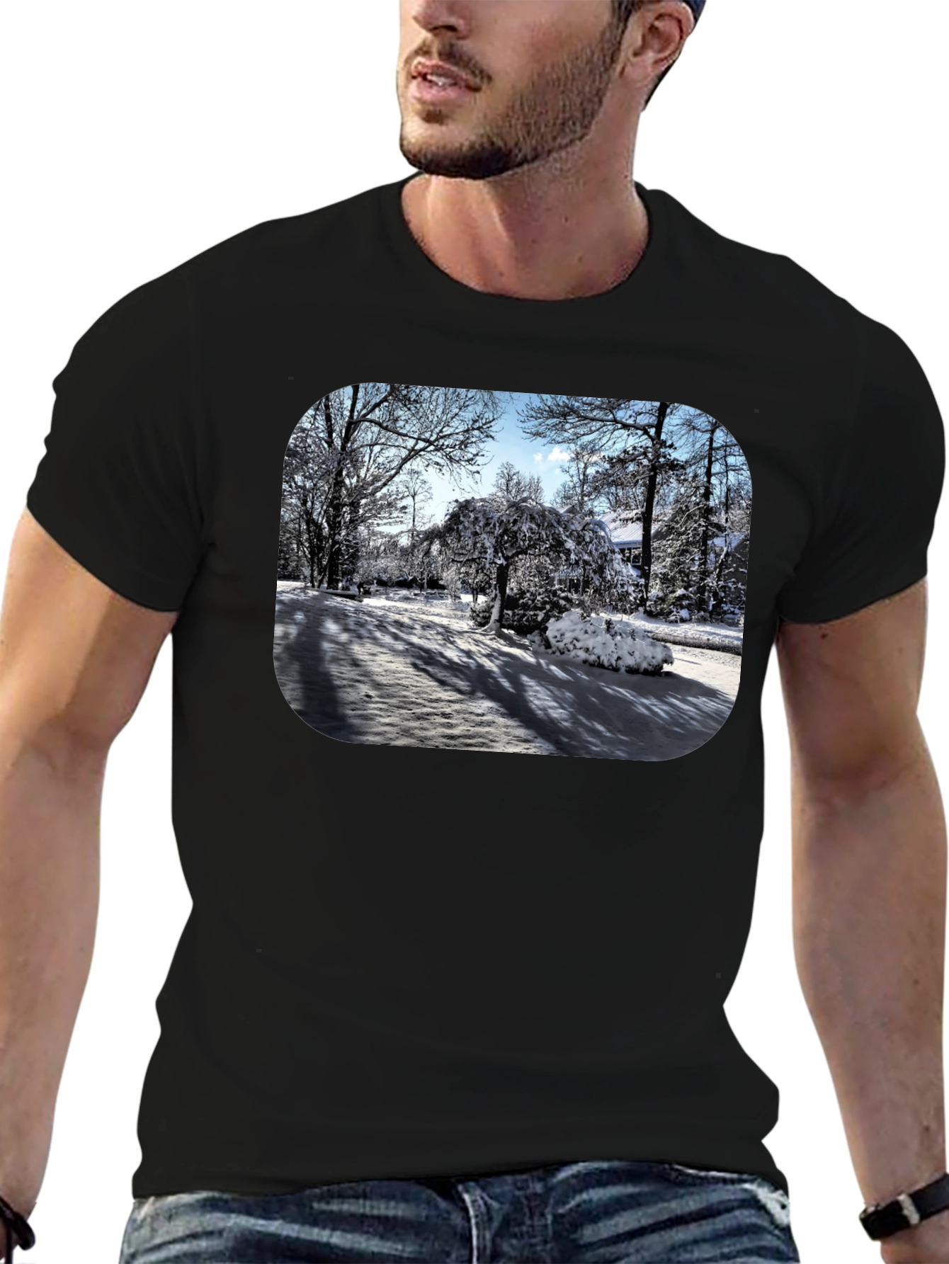 Winter Scene Graphic Tee - Black