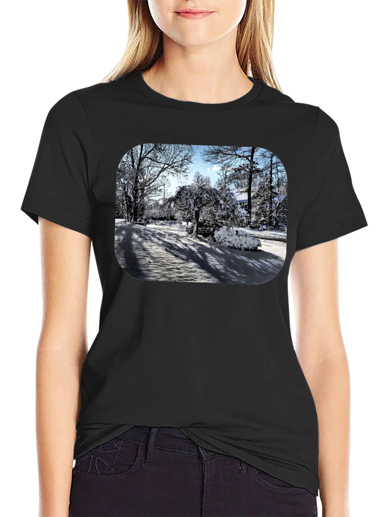Winter Scene Graphic Tee - Black
