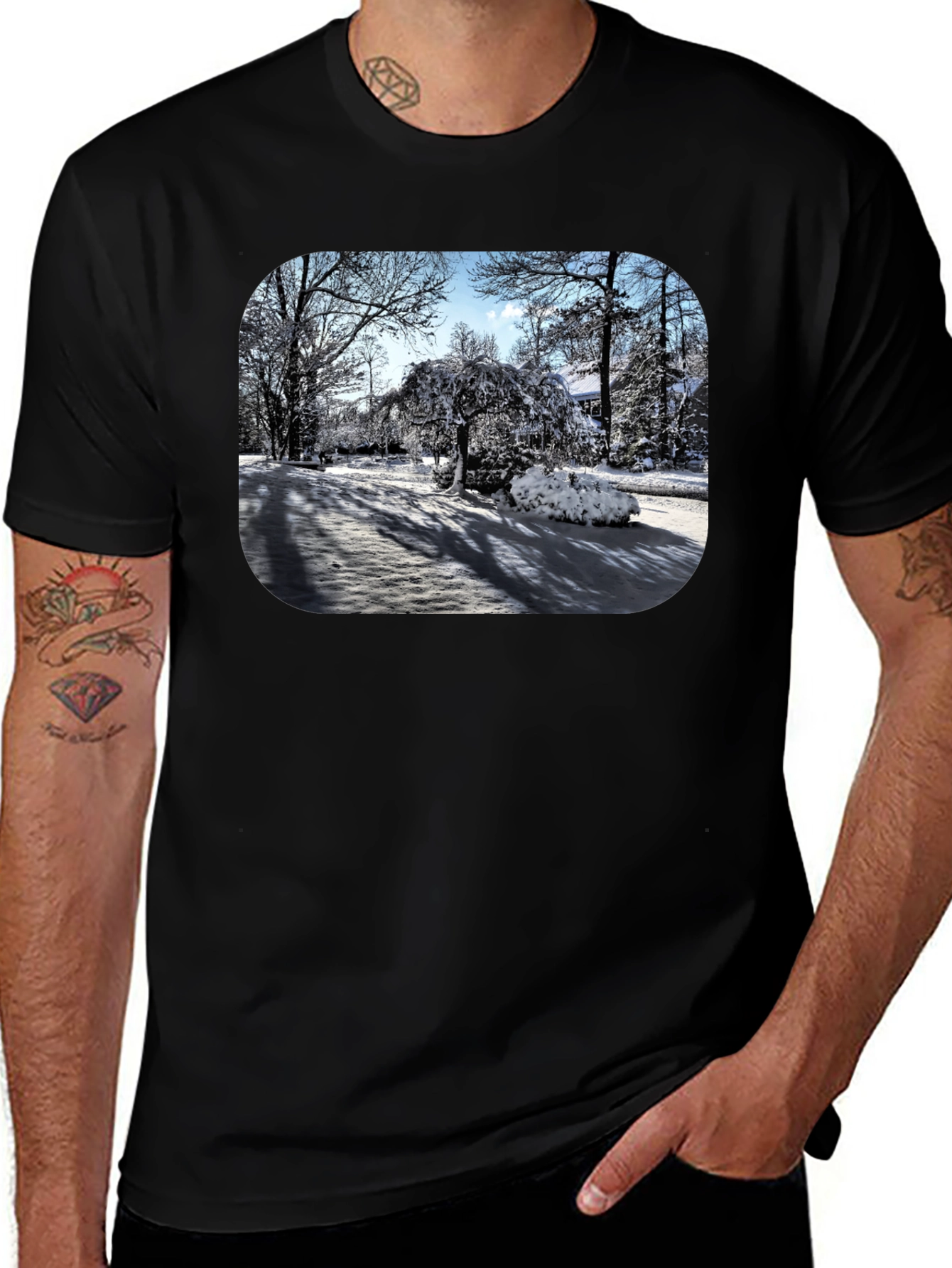 Winter Scene Graphic Tee - Black