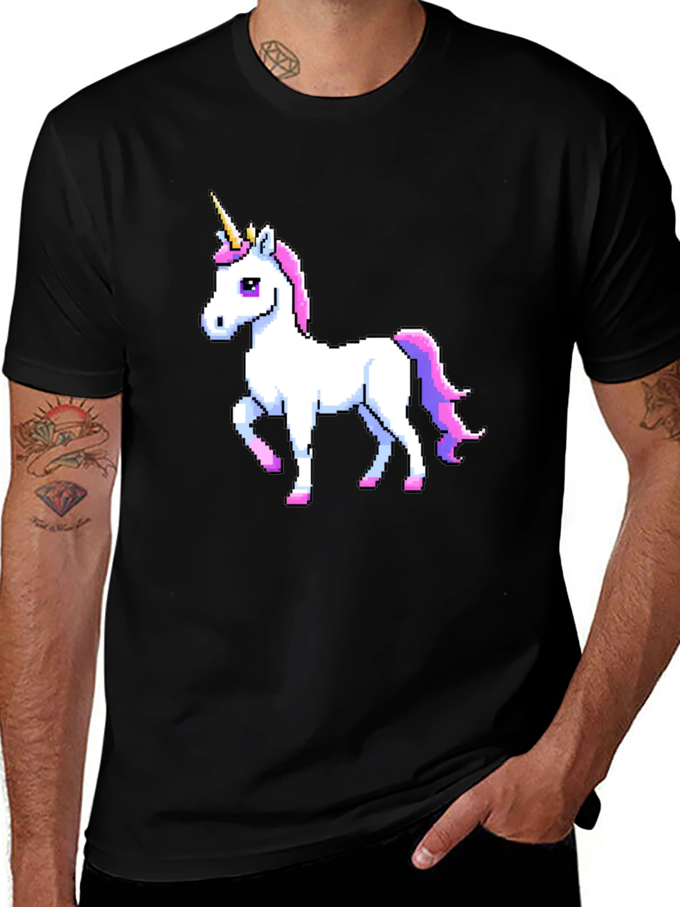 Pixel Unicorn Black T-Shirt