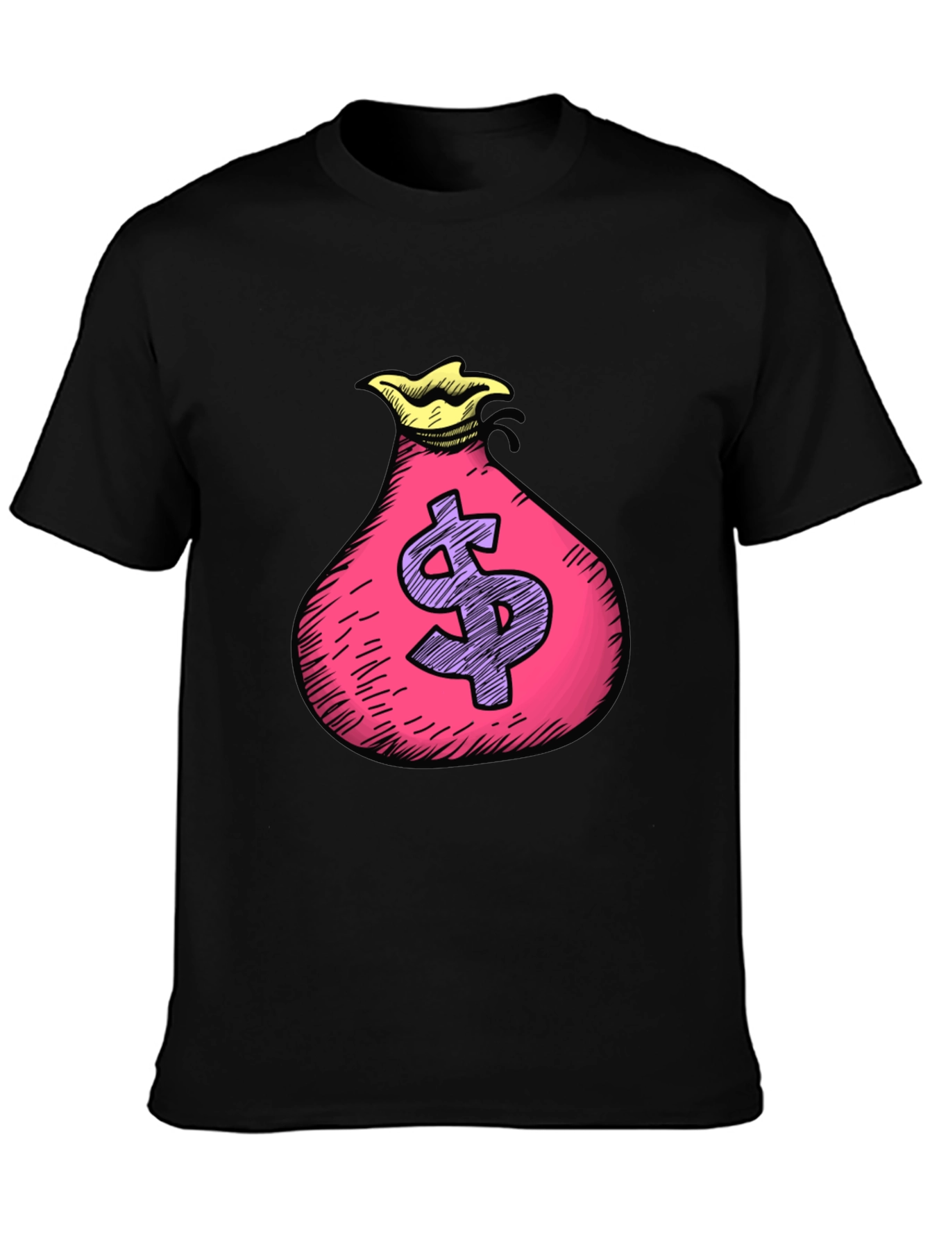 Money Bag Graphic T-Shirt - Black Cotton Tee