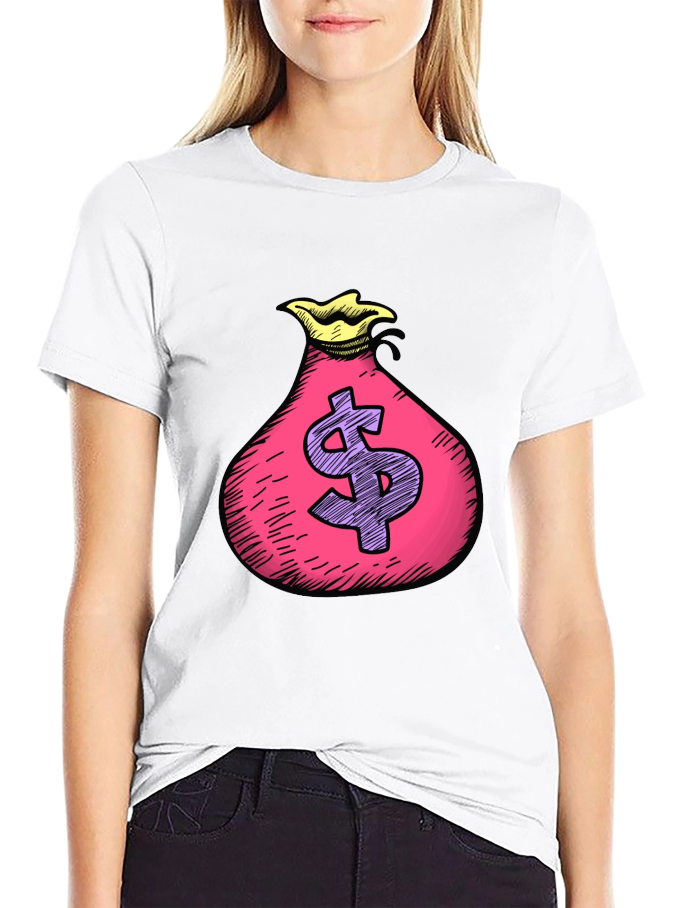 Money Bag Graphic T-Shirt - Black Cotton Tee