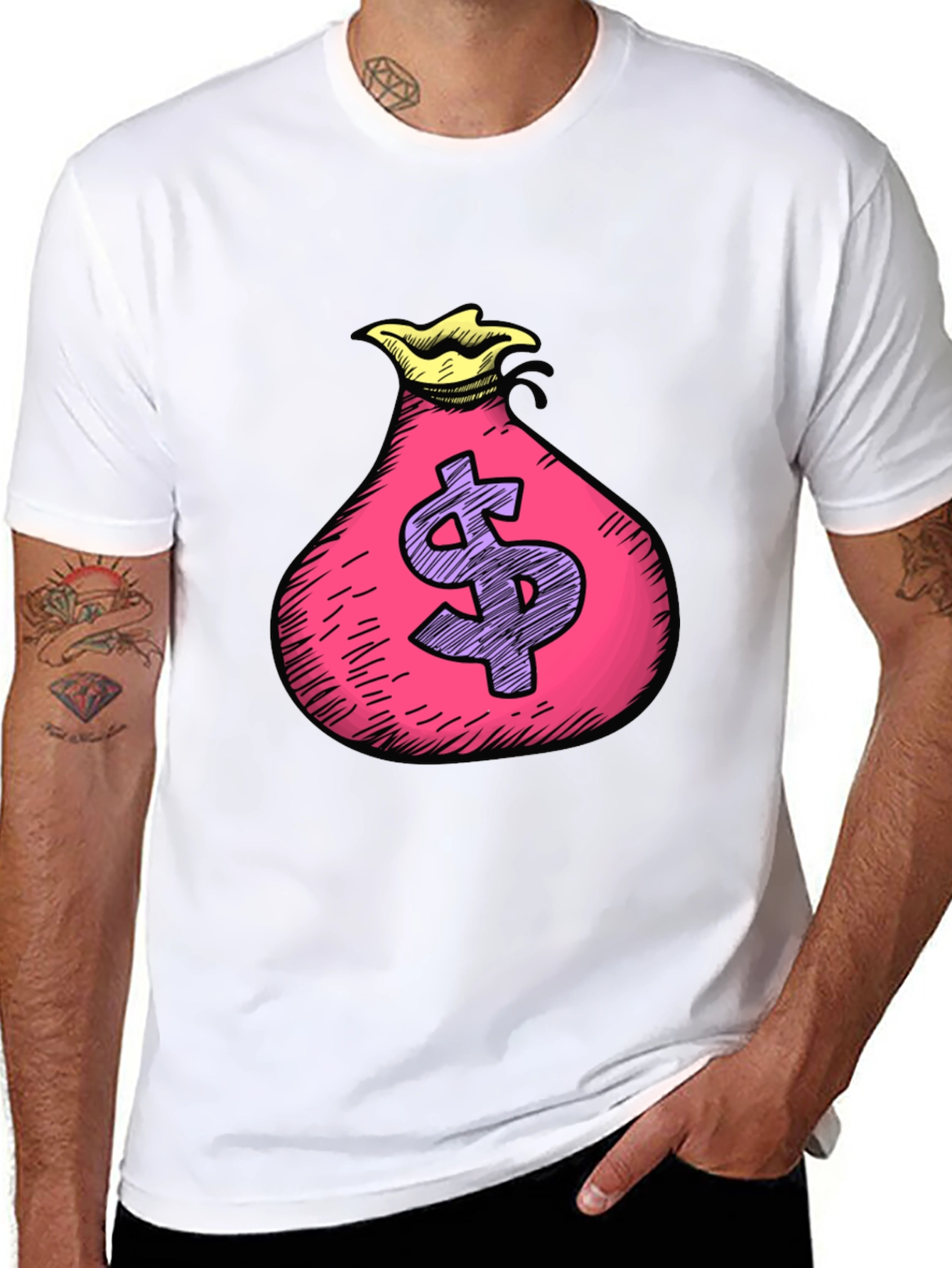 Money Bag Graphic T-Shirt - Black Cotton Tee