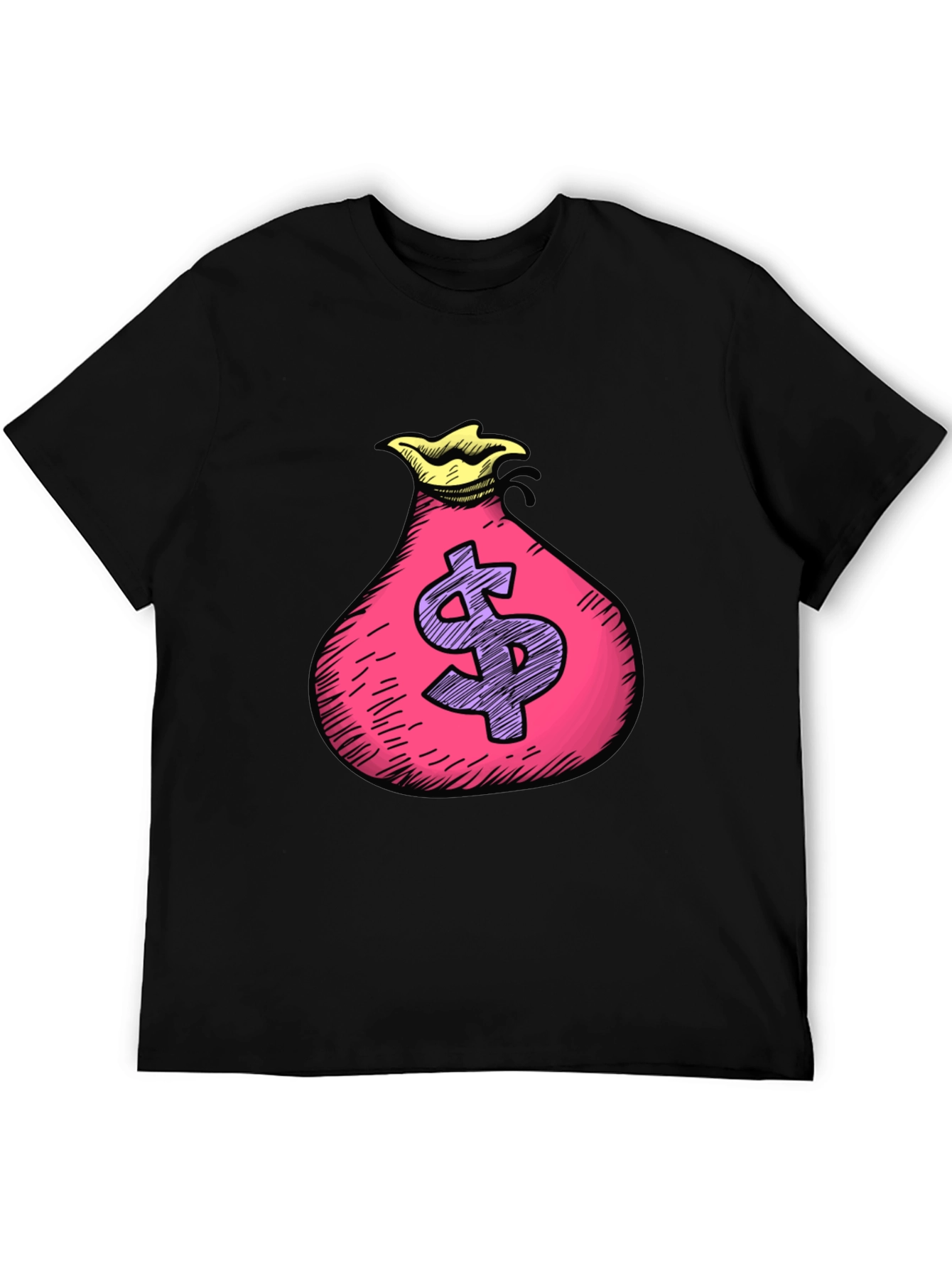 Money Bag Graphic T-Shirt - Black Cotton Tee