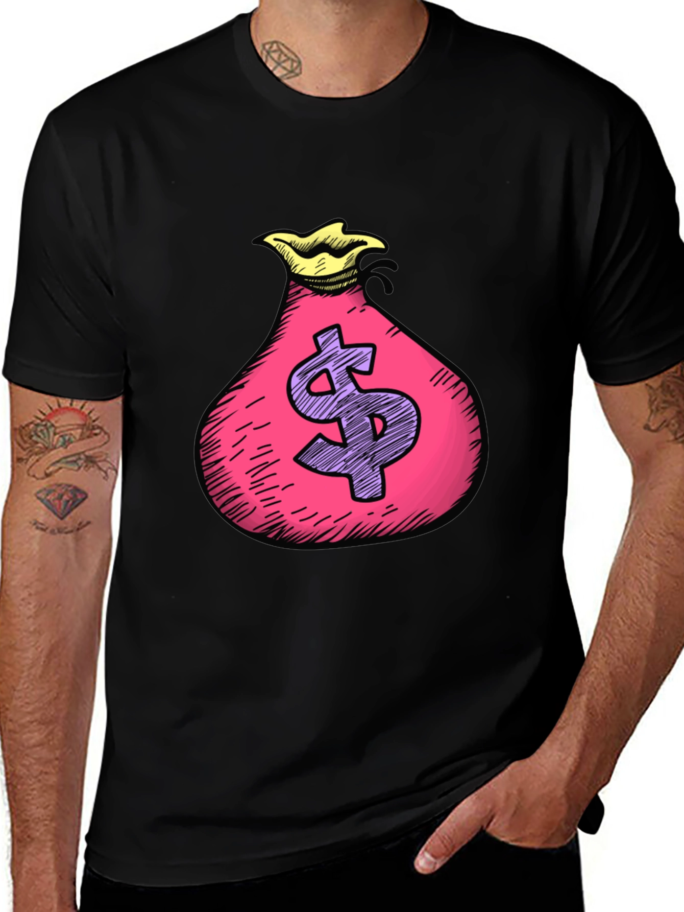 Money Bag Graphic T-Shirt - Black Cotton Tee