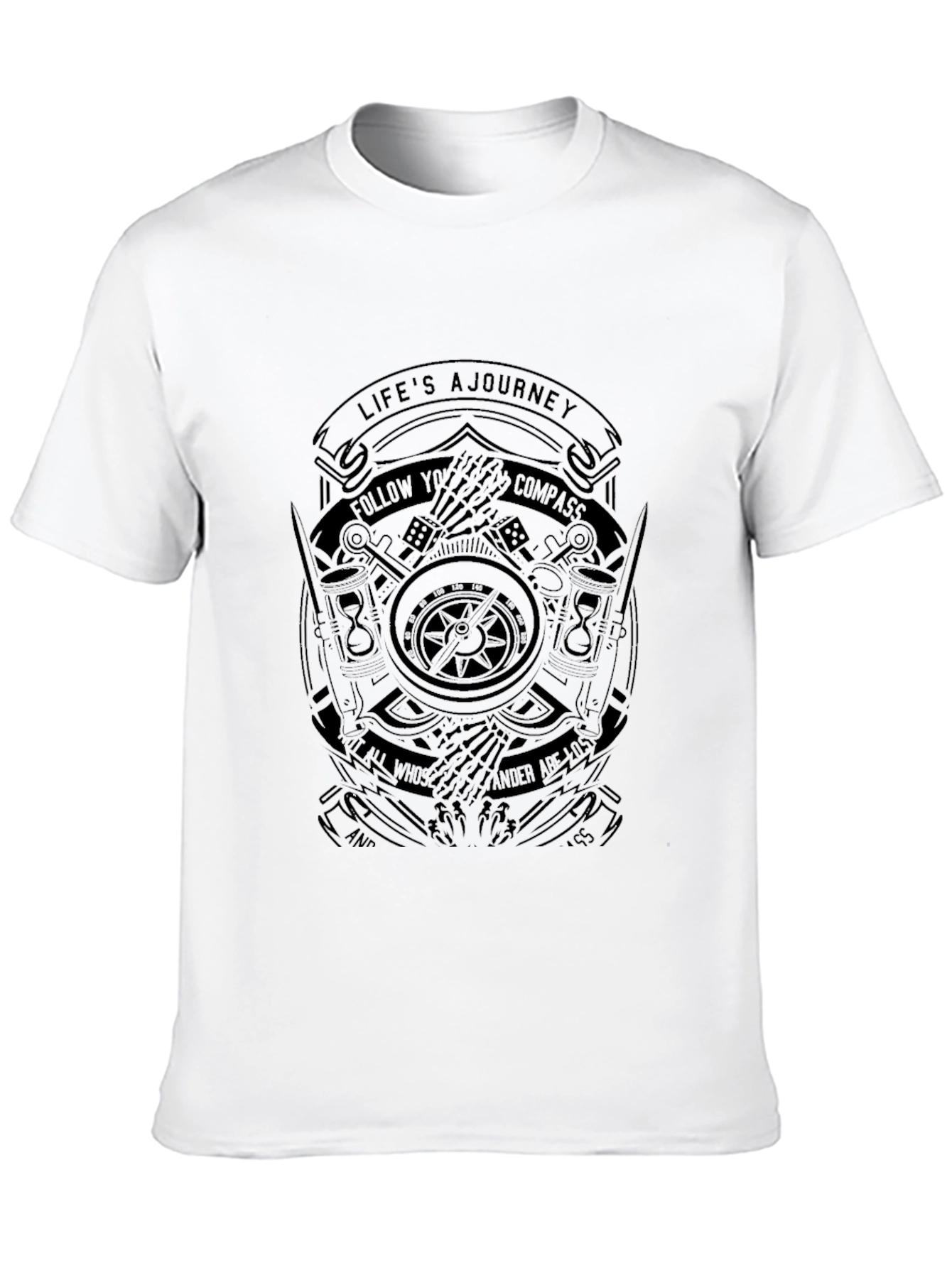 Mens Black Lifes Journey Graphic Print T-Shirt