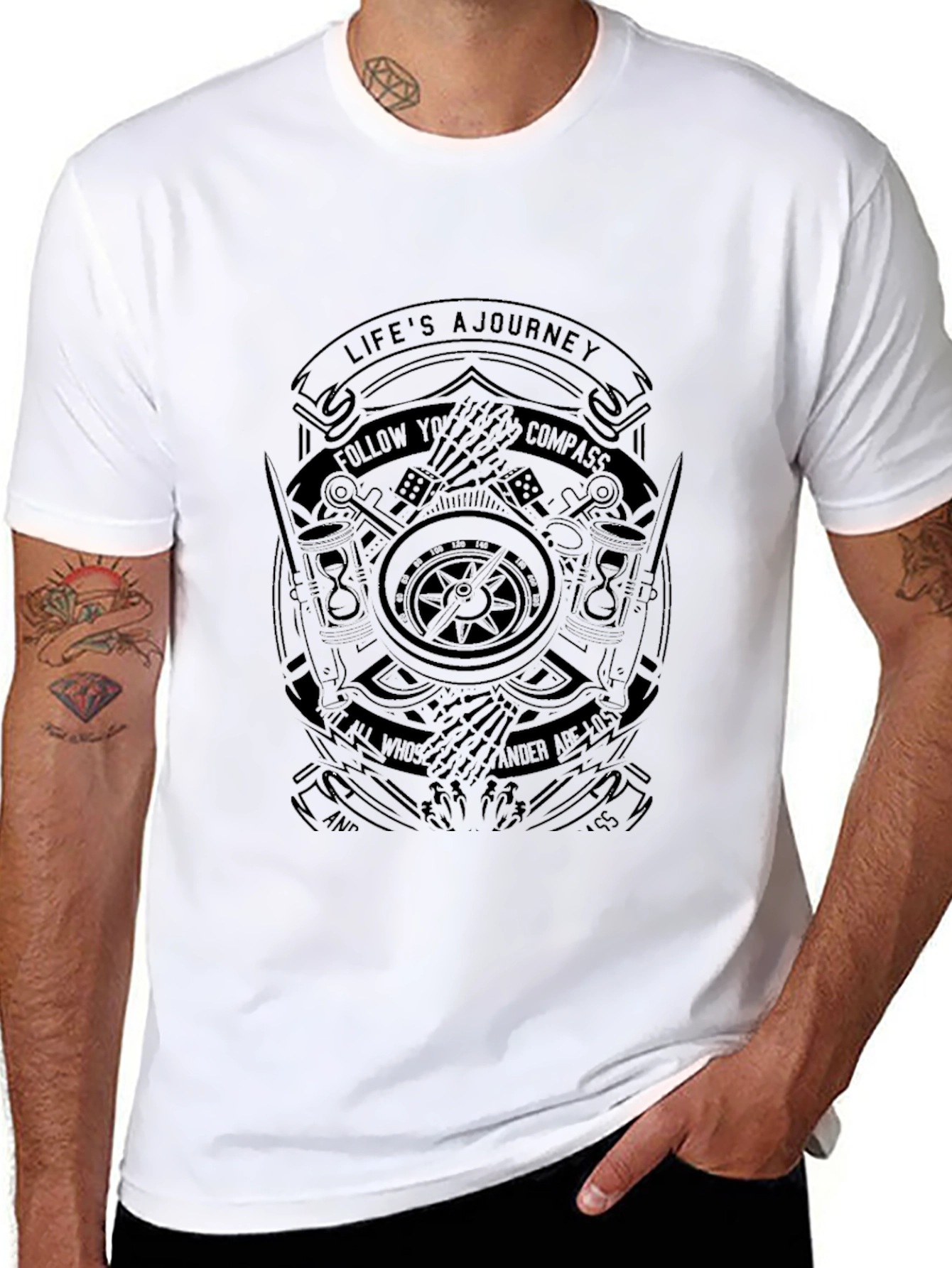Mens Black Lifes Journey Graphic Print T-Shirt
