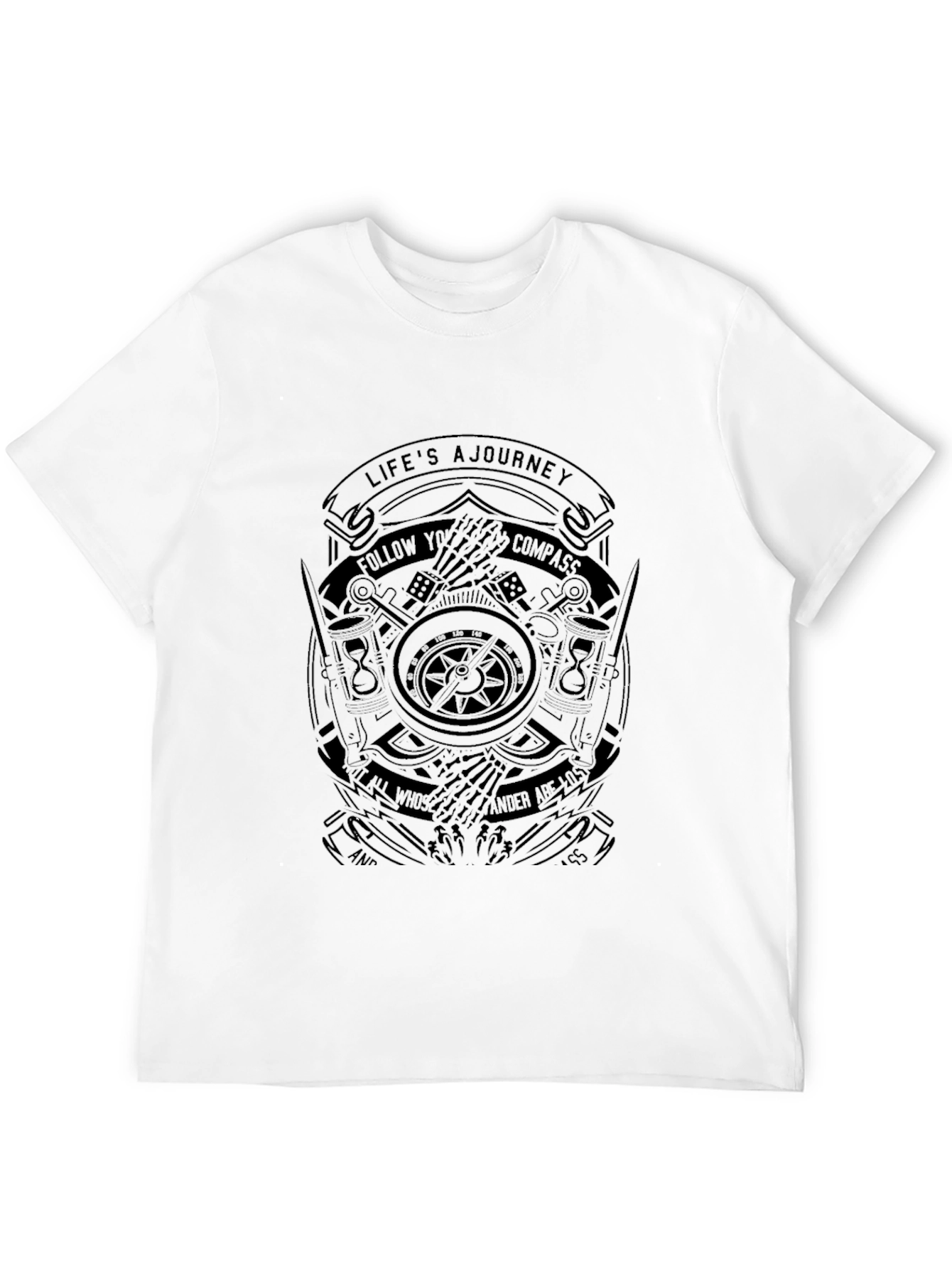 Mens Black Lifes Journey Graphic Print T-Shirt