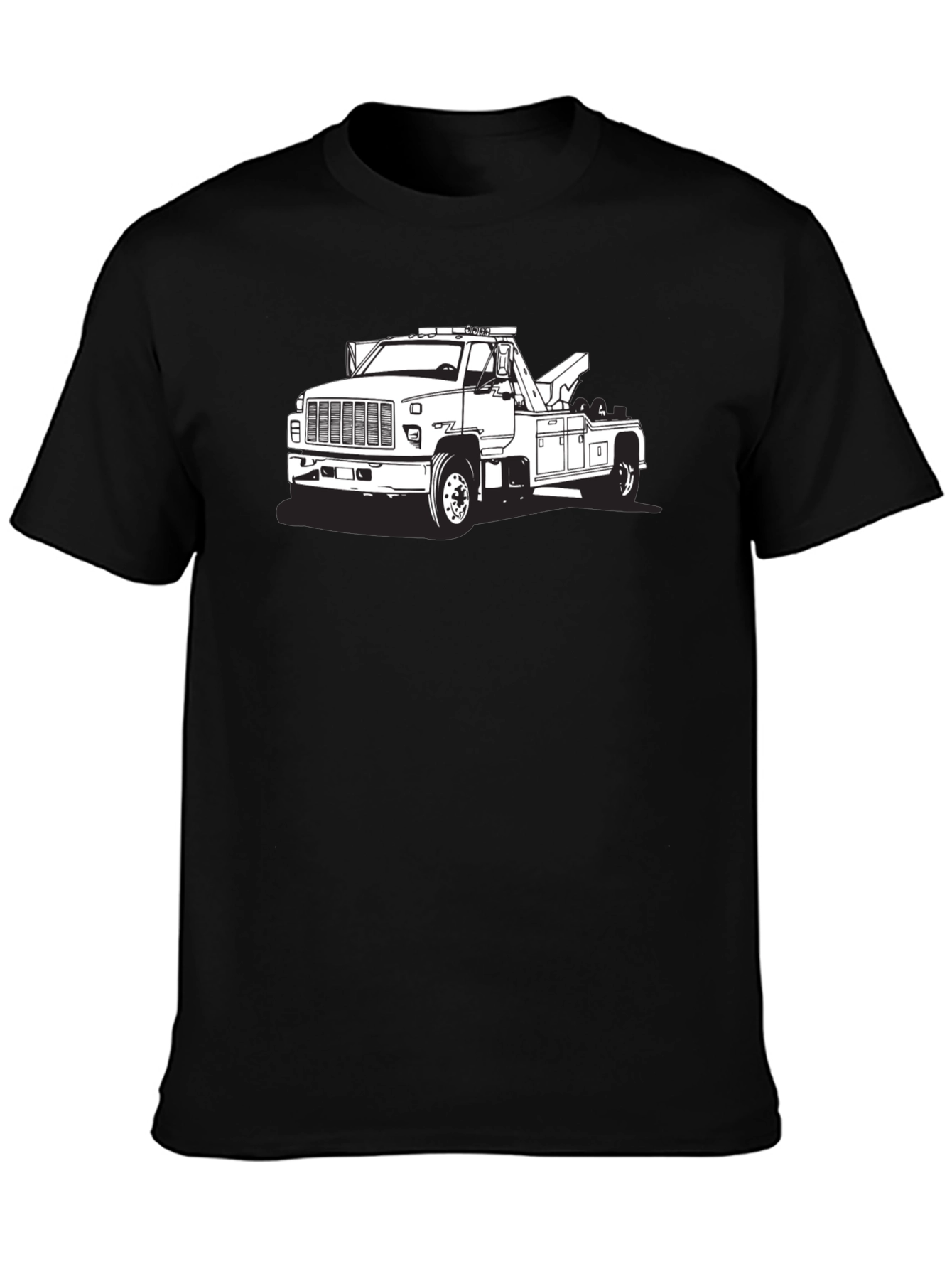 Tow Truck Graphic Tee - Black Cotton Blend