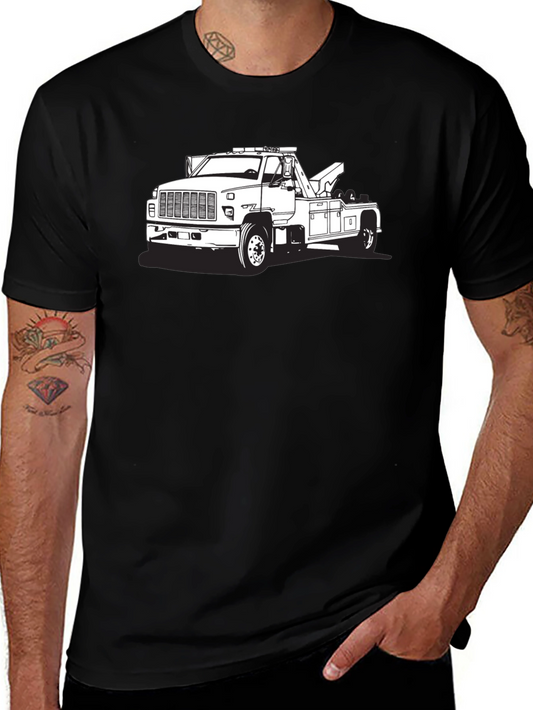 Tow Truck Graphic Tee - Black Cotton Blend