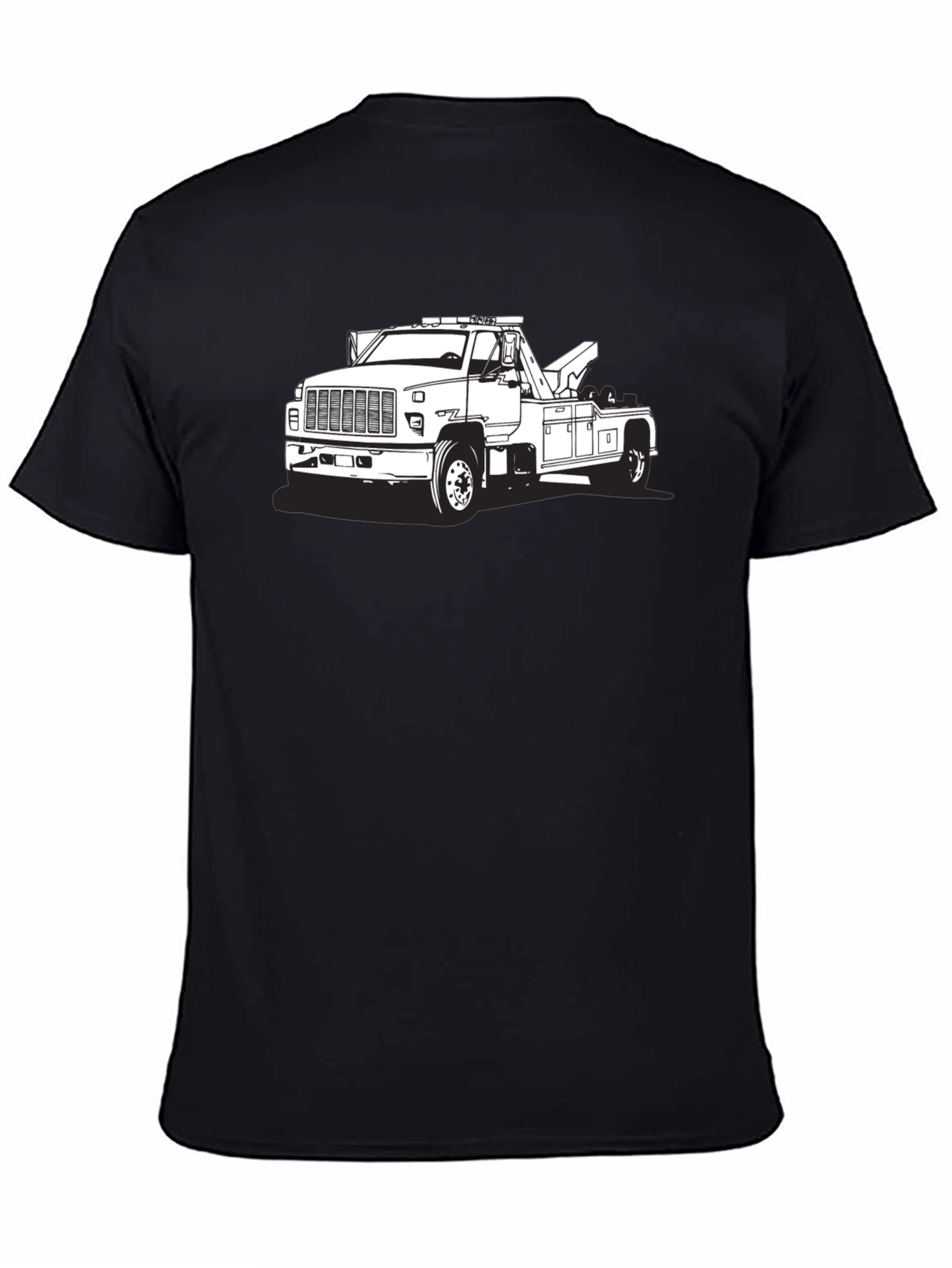 Tow Truck Graphic Tee - Black Cotton Blend