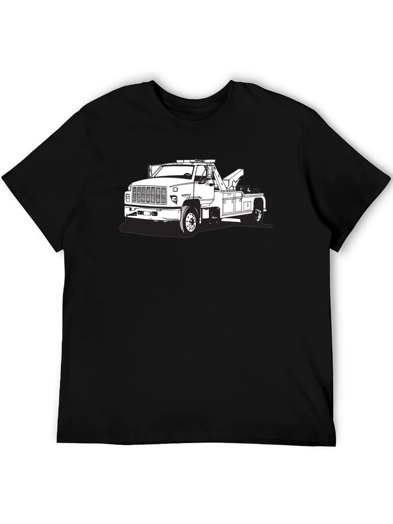 Tow Truck Graphic Tee - Black Cotton Blend