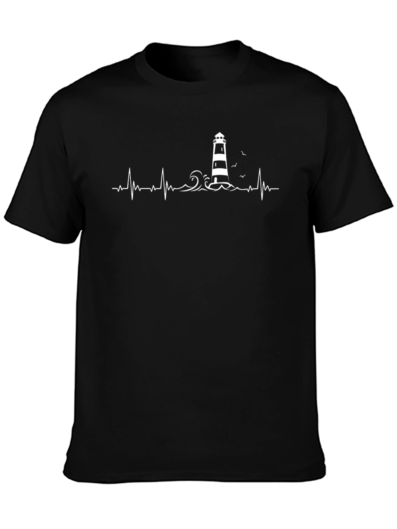 Lighthouse Heartbeat Graphic Tee - Black