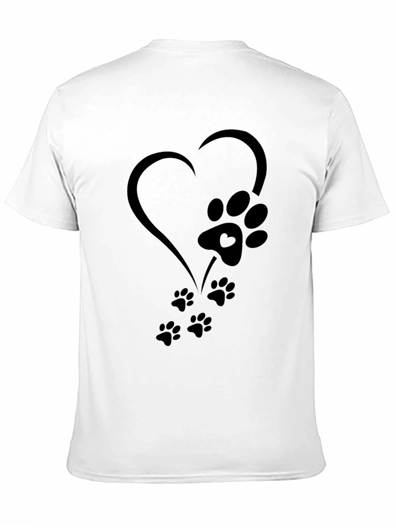 Heart Paw Print Graphic Tee - Black
