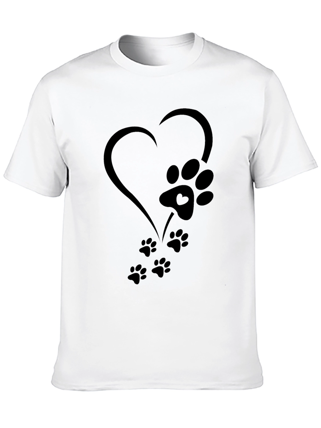 Heart Paw Print Graphic Tee - Black