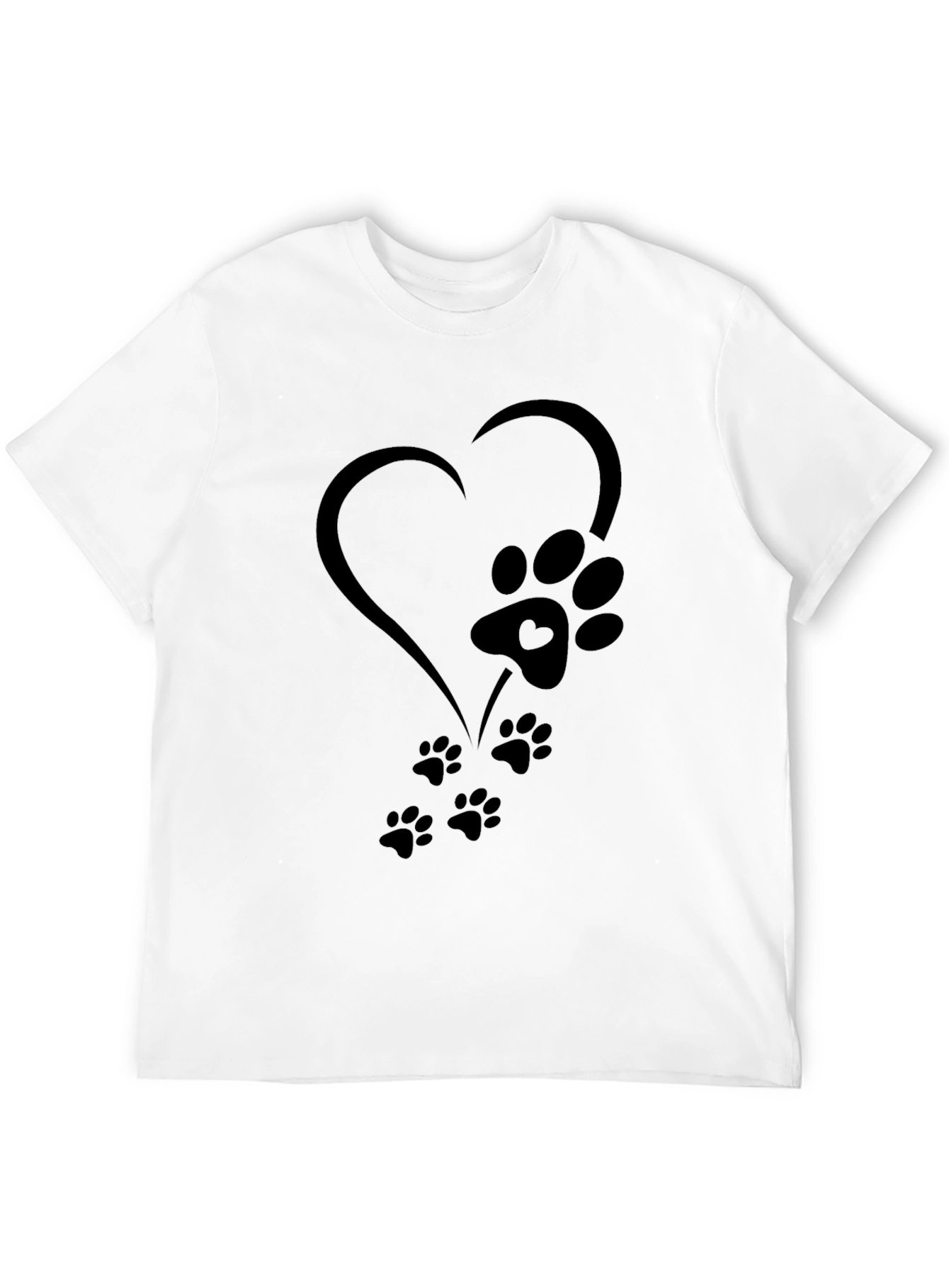 Heart Paw Print Graphic Tee - Black
