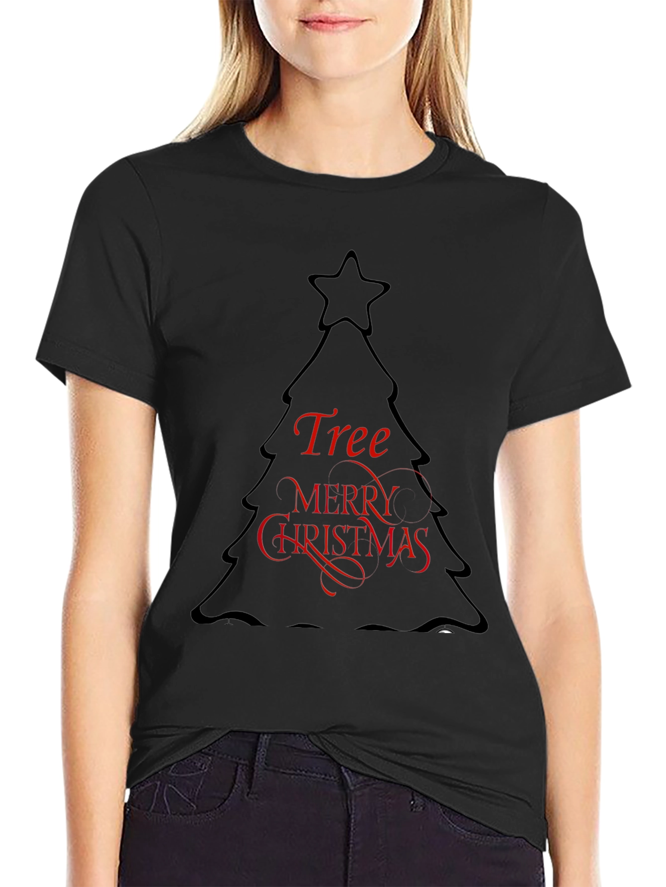 Christmas Tree Graphic Black T-Shirt