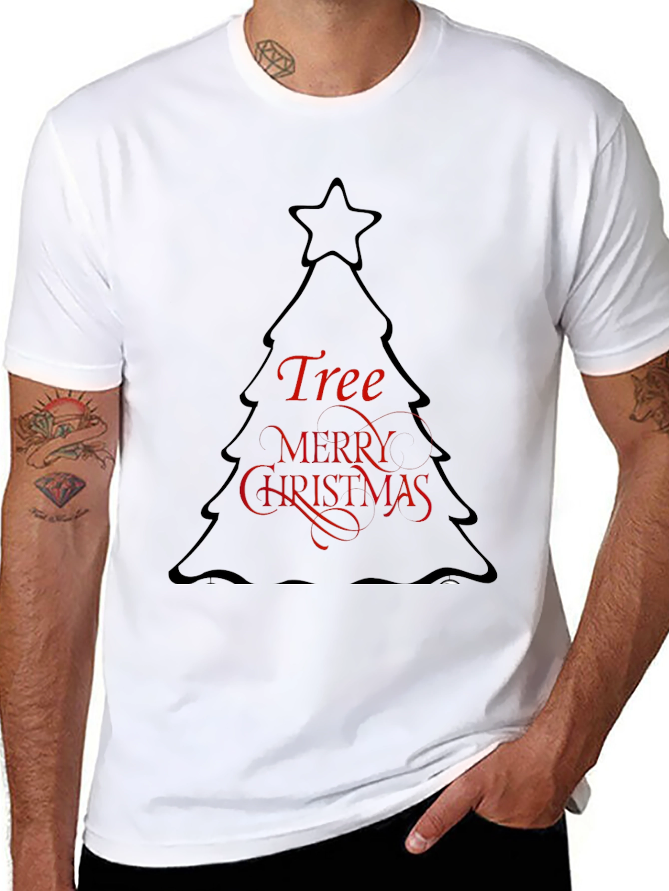 Christmas Tree Graphic Black T-Shirt