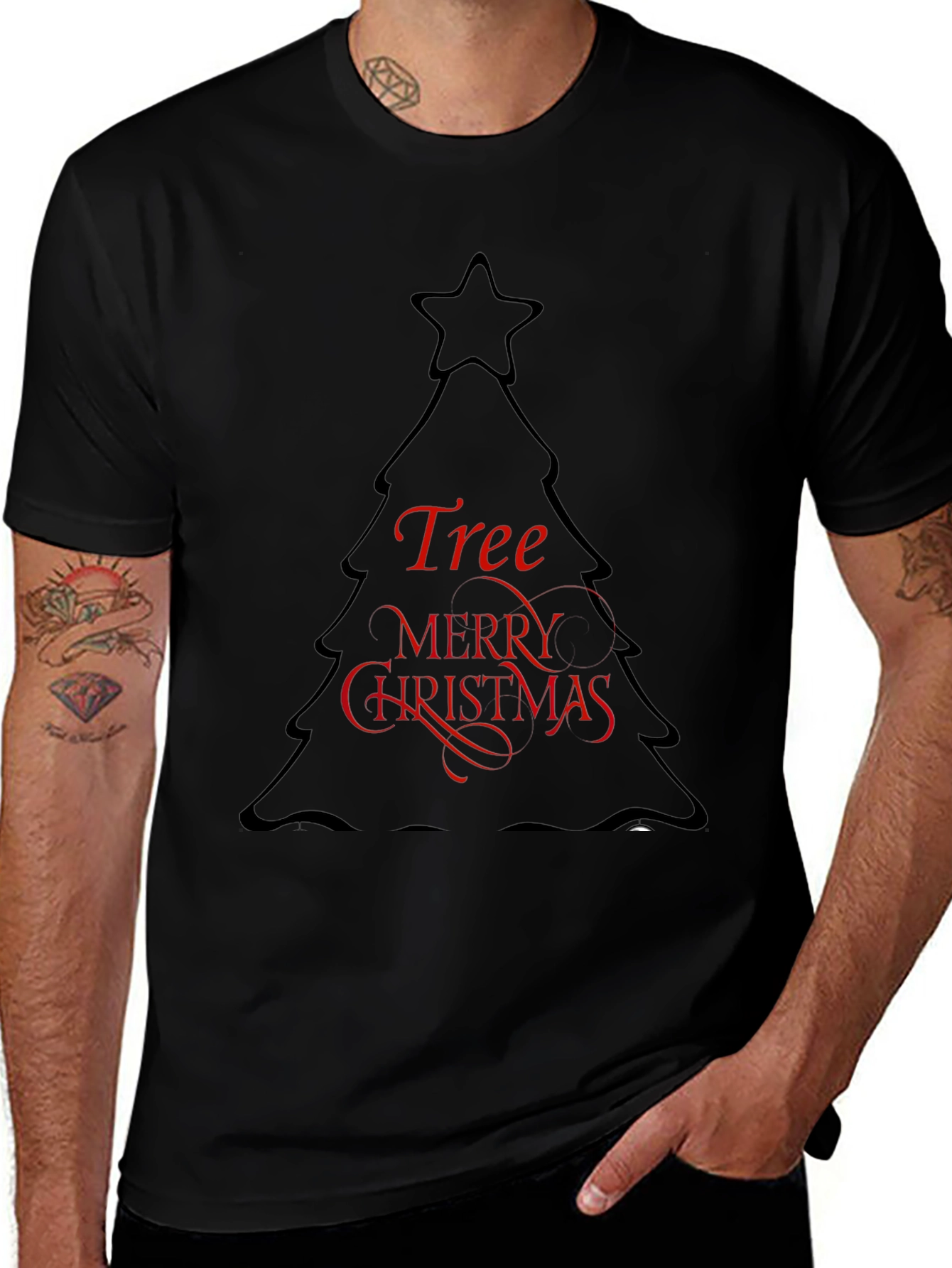 Christmas Tree Graphic Black T-Shirt