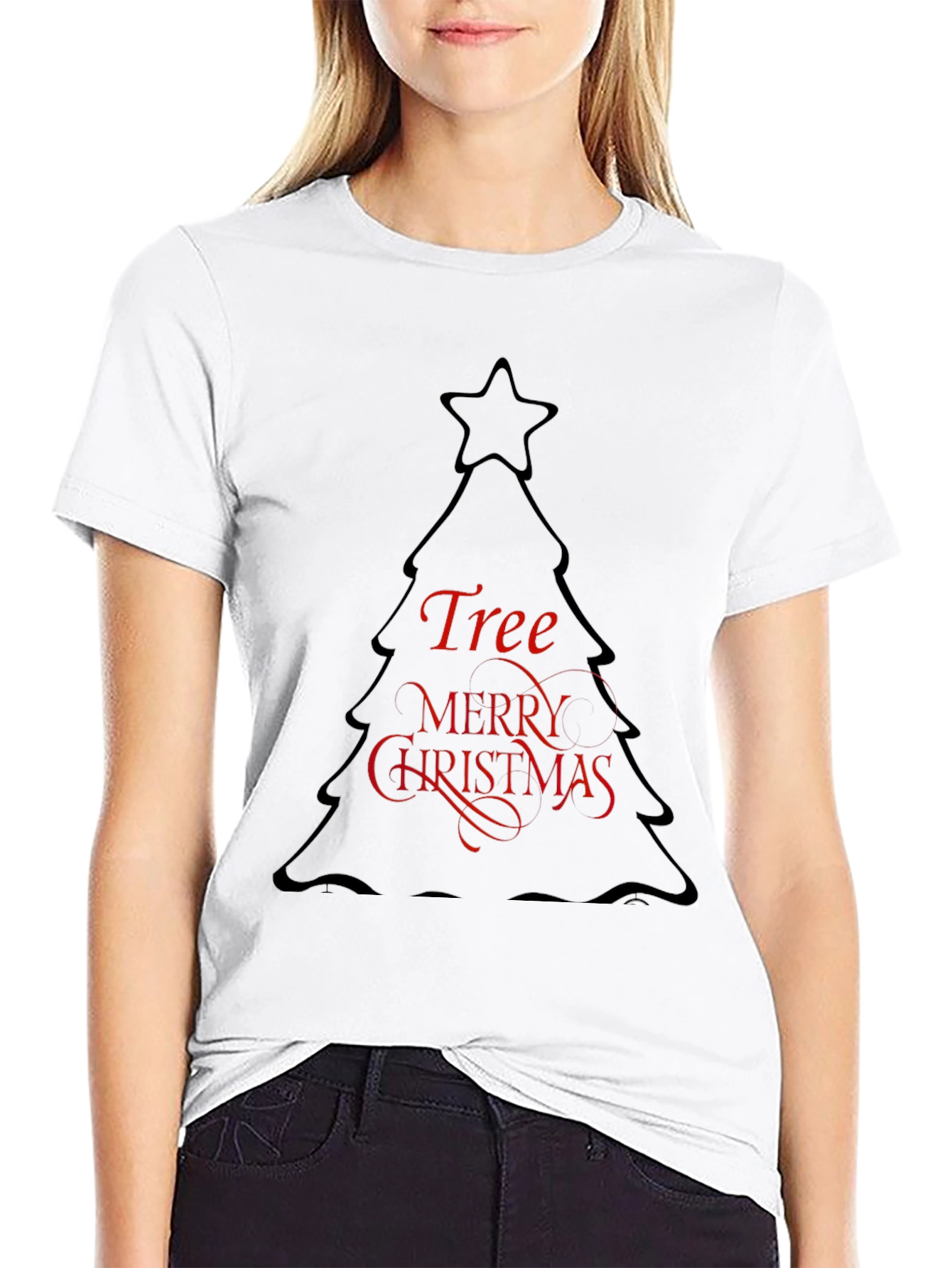 Christmas Tree Graphic Black T-Shirt