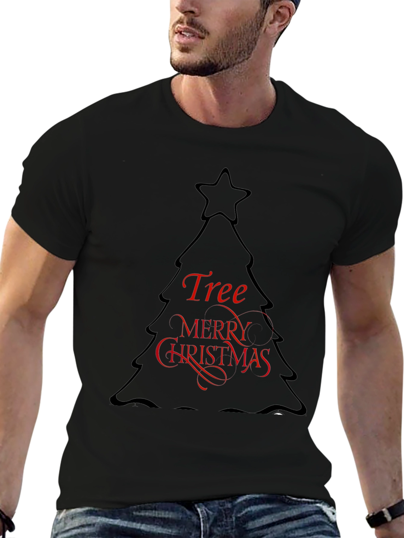 Christmas Tree Graphic Black T-Shirt