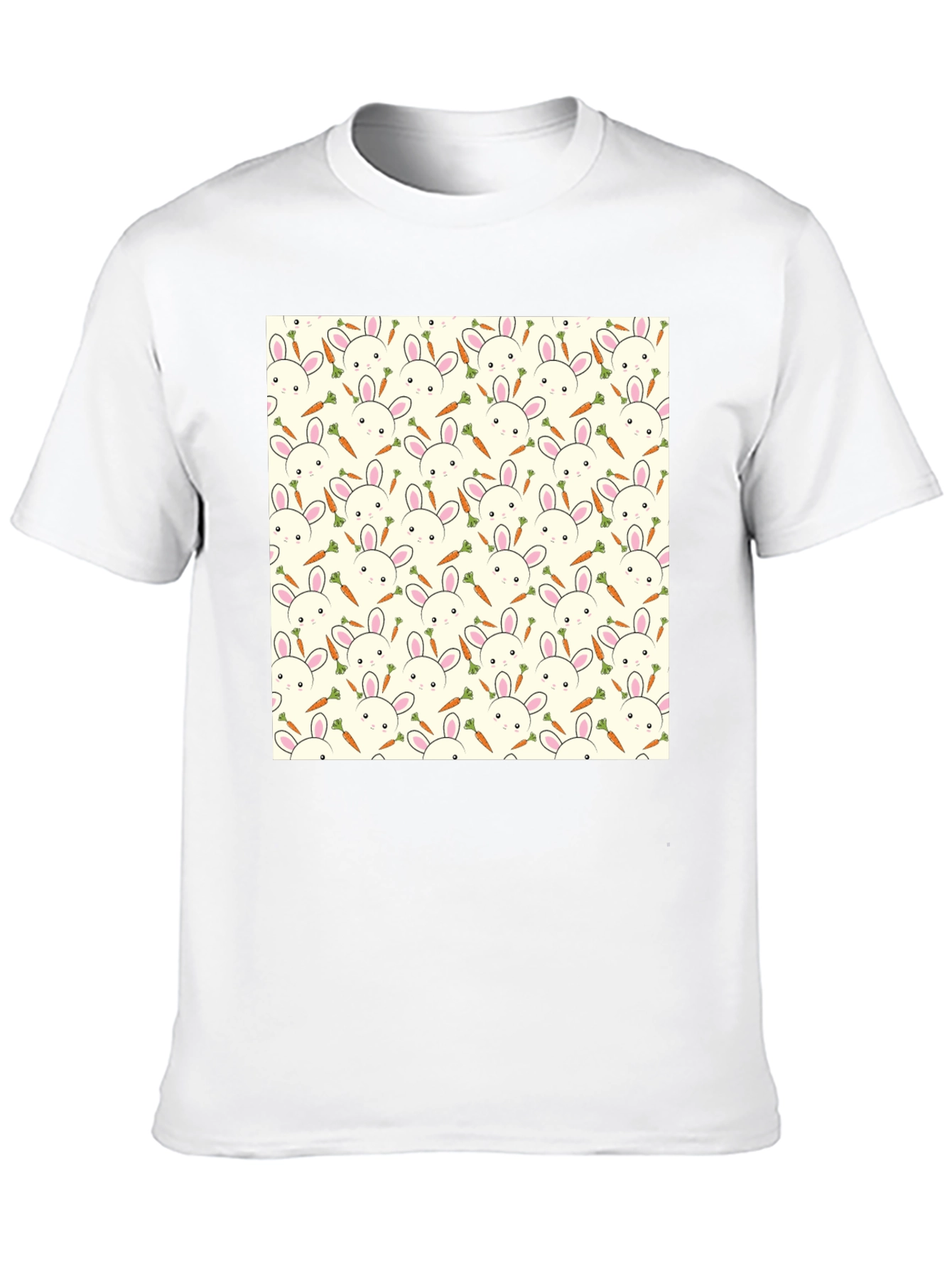 Bunny & Carrot Pattern T-Shirt - Black