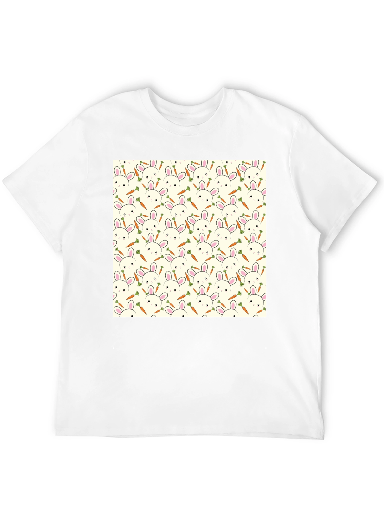 Bunny & Carrot Pattern T-Shirt - Black