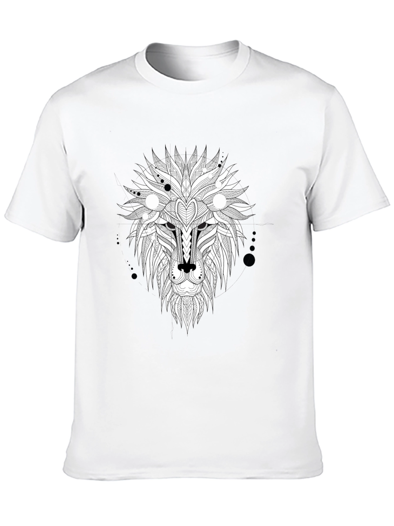 Abstract Lion Head Graphic Tee - Black