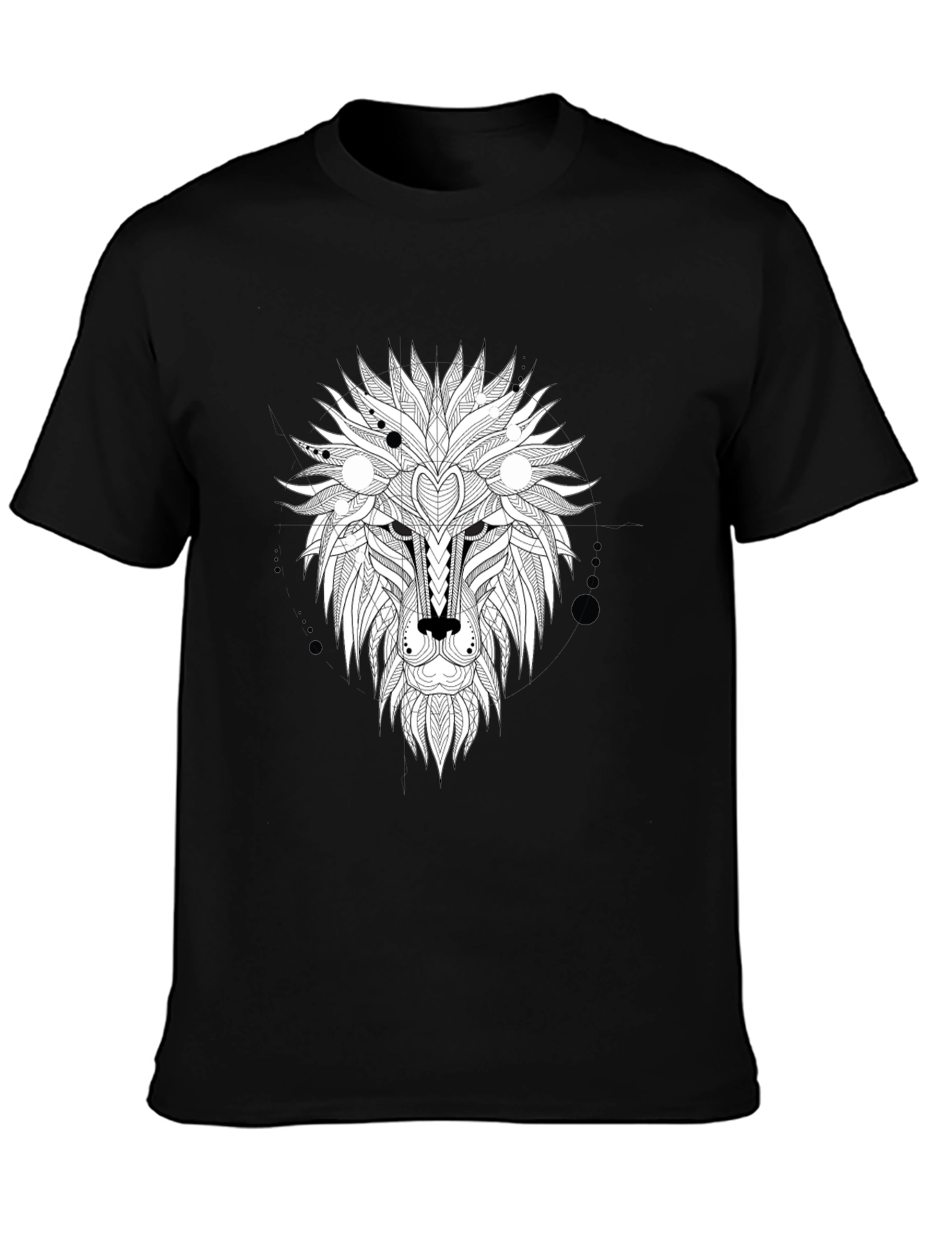 Abstract Lion Head Graphic Tee - Black