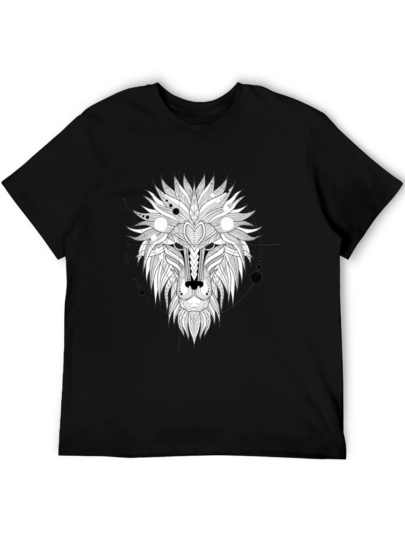 Abstract Lion Head Graphic Tee - Black