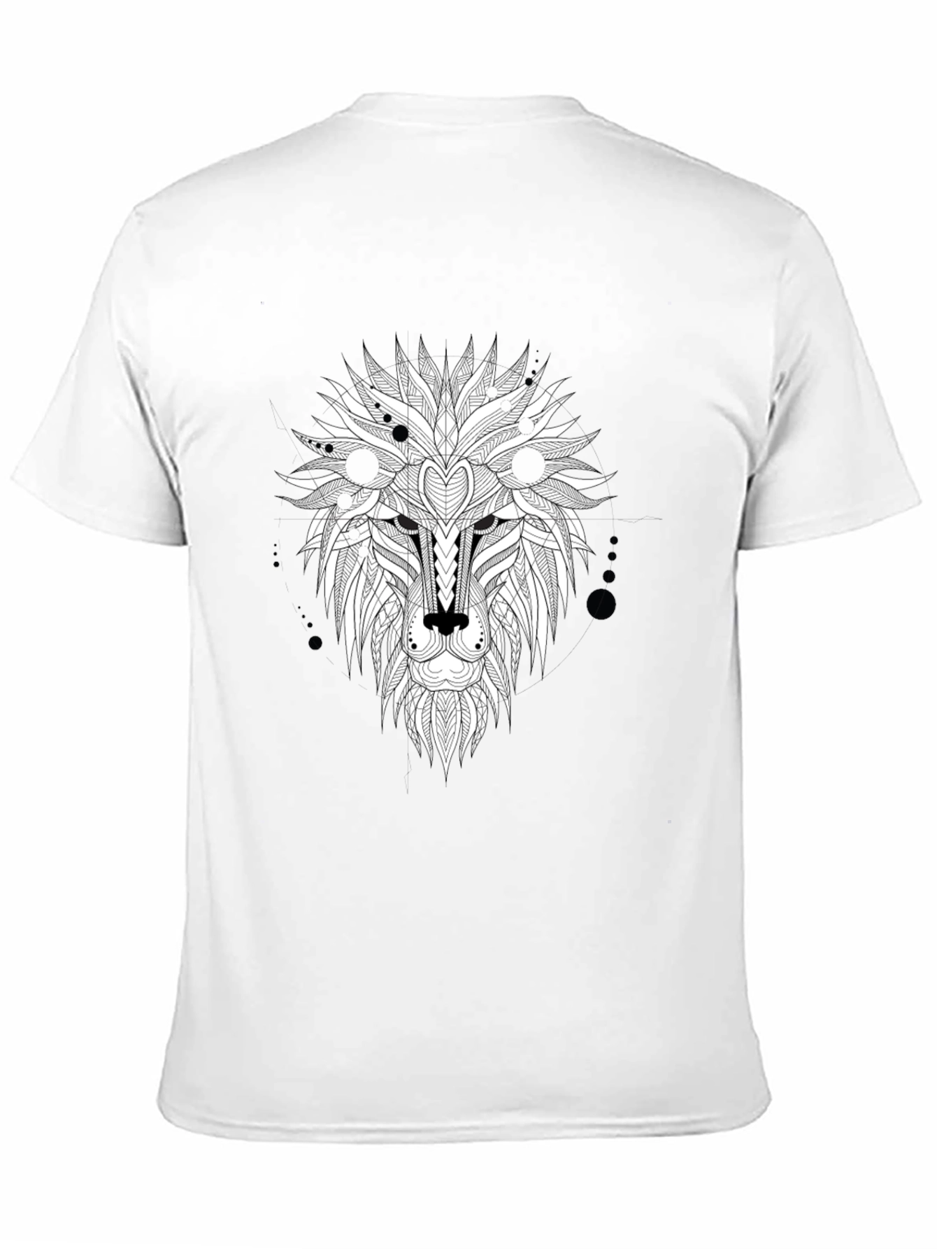 Abstract Lion Head Graphic Tee - Black